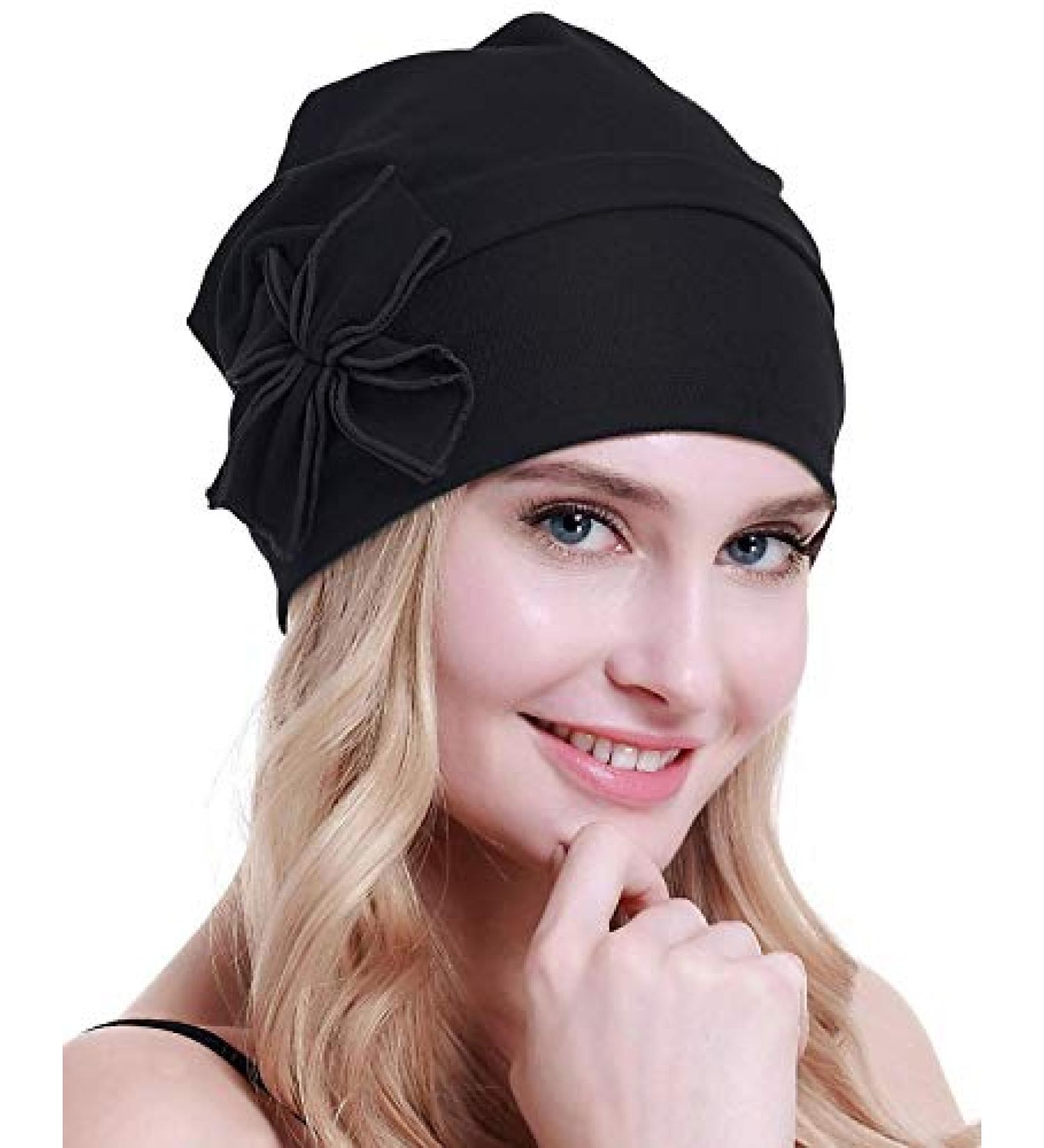 Osvyo Cotton Chemo Turbans Headwear Beanie Hat Cap for Women - Black - Buy Online on GoSupps.com