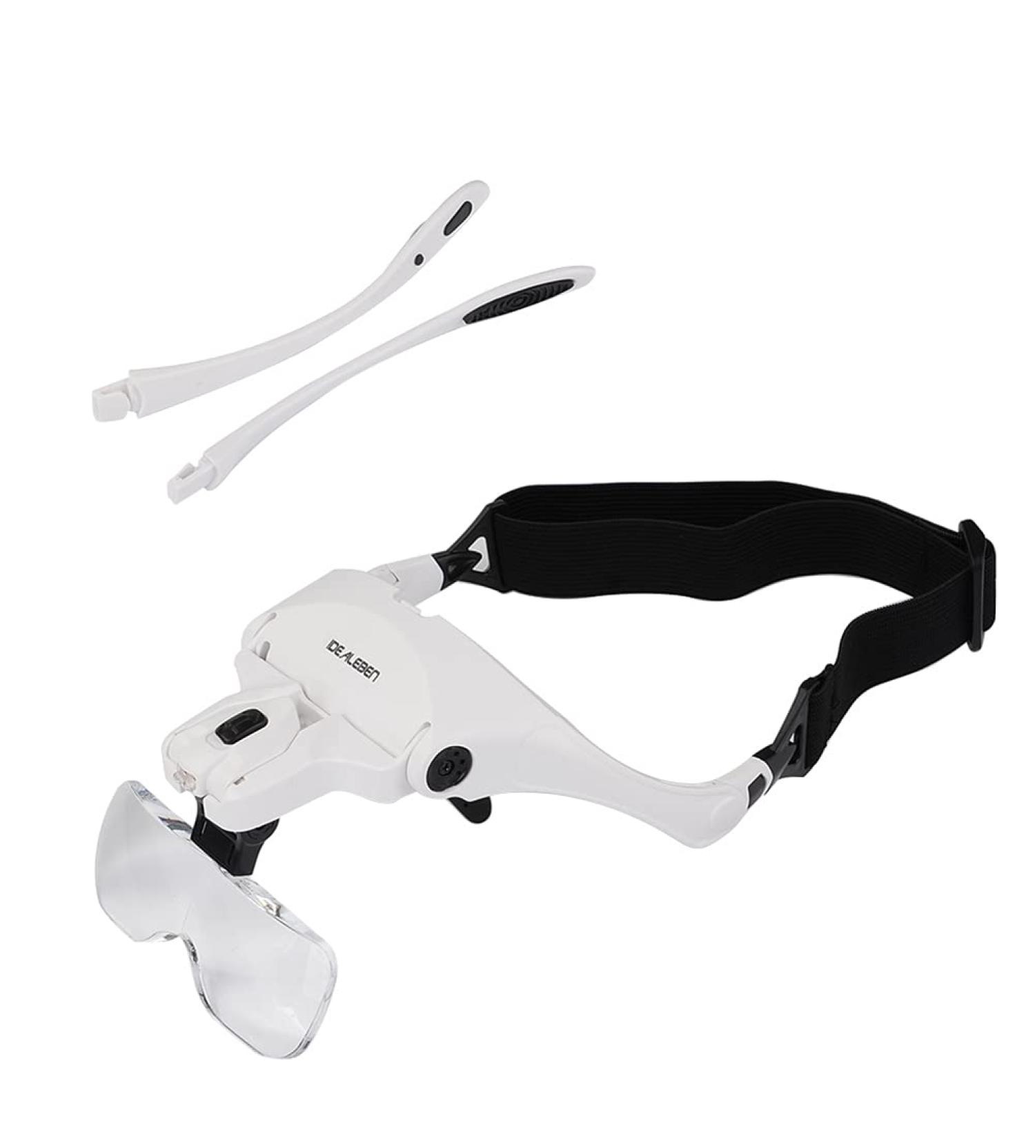 BUYGOO Magnifying Glasses with Light Head Mount Magnifier Lunette Loupe Avec Lumiere 2 LED Magnifying Glasses Headset Additional Headstrap for Close Work Jewelry Work Watch Repair Reading Aid - Buy Online on GoSupps.com