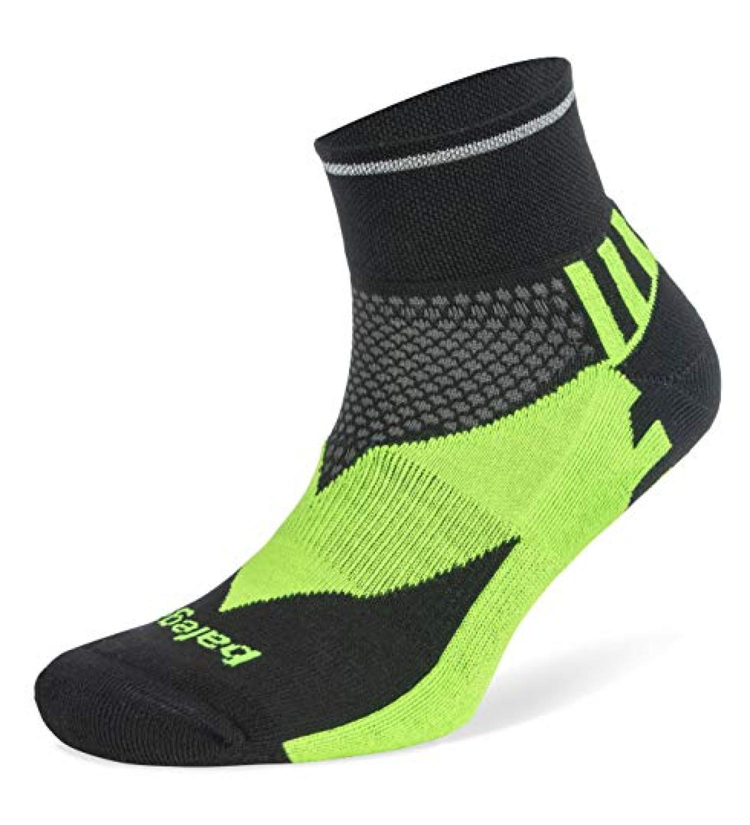 Enduro Reflective Arch Support Running Socks (1 Pair) Black/Neon Green - Men & Women - Large - Buy Online on GoSupps.com