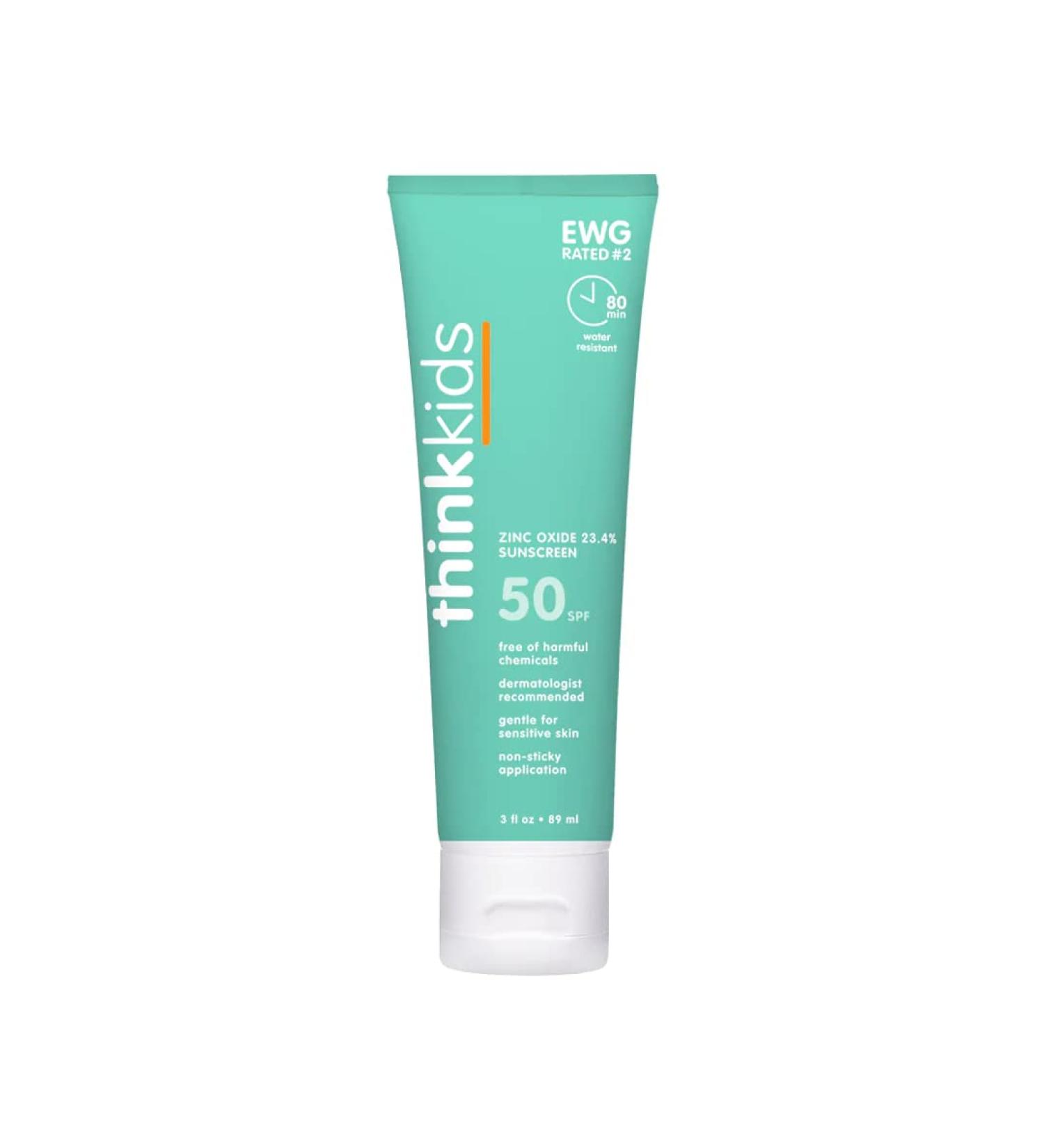 Thinksport Kids SPF 50+ Mineral Sunscreen - Safe, Natural, Water Resistant Sunblock for Children - Broad Spectrum UVA/UVB Protection - Vegan & Reef Friendly - 3oz - Buy Online on GoSupps.com