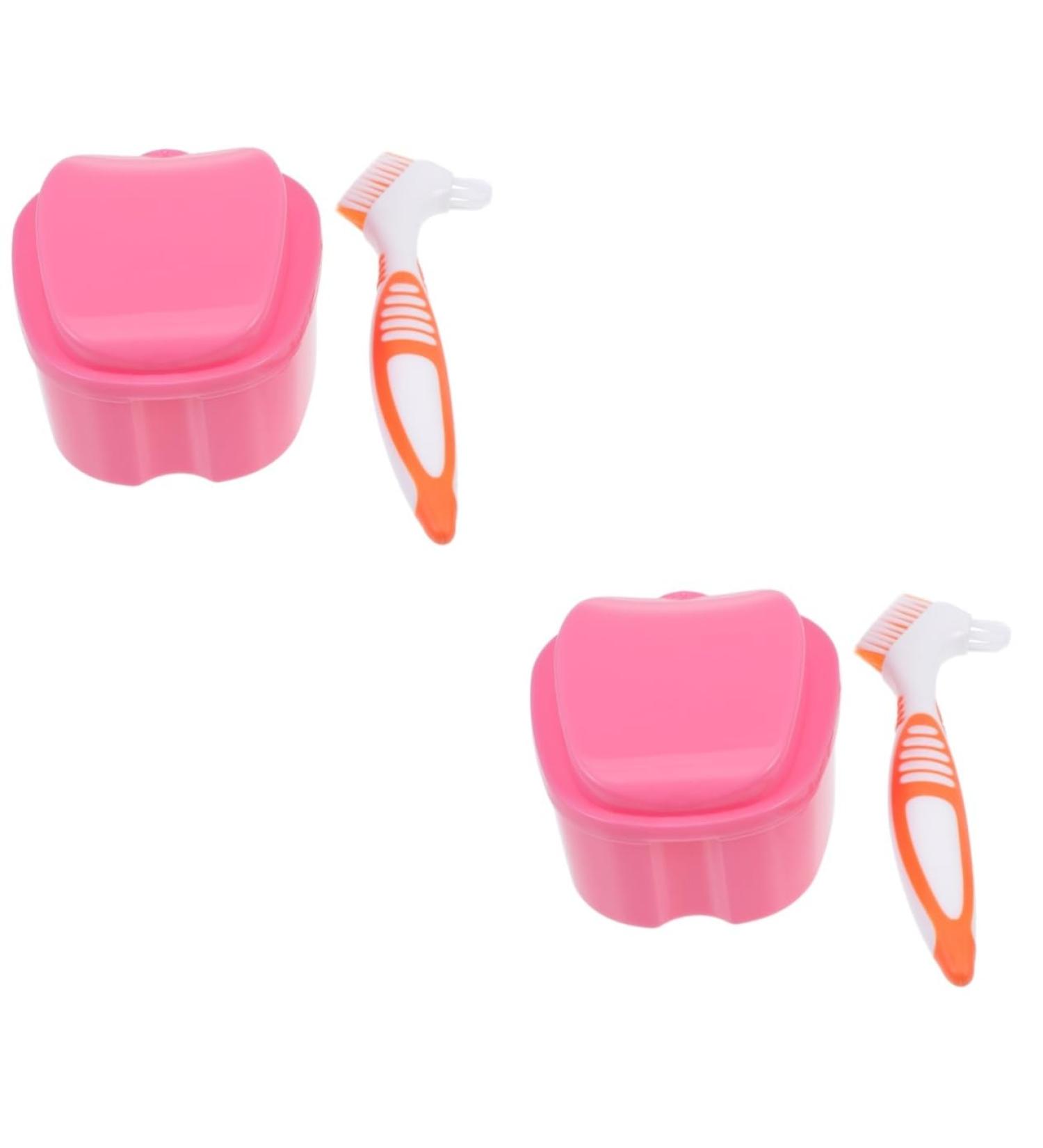 Shop Lurrose 2-Pack False Toothbrush Set & Prosthesis Case - Travel Storage Container for Dentures Ideal for Women - 8.5x8.5x7cm - Buy Online on GoSupps.com
