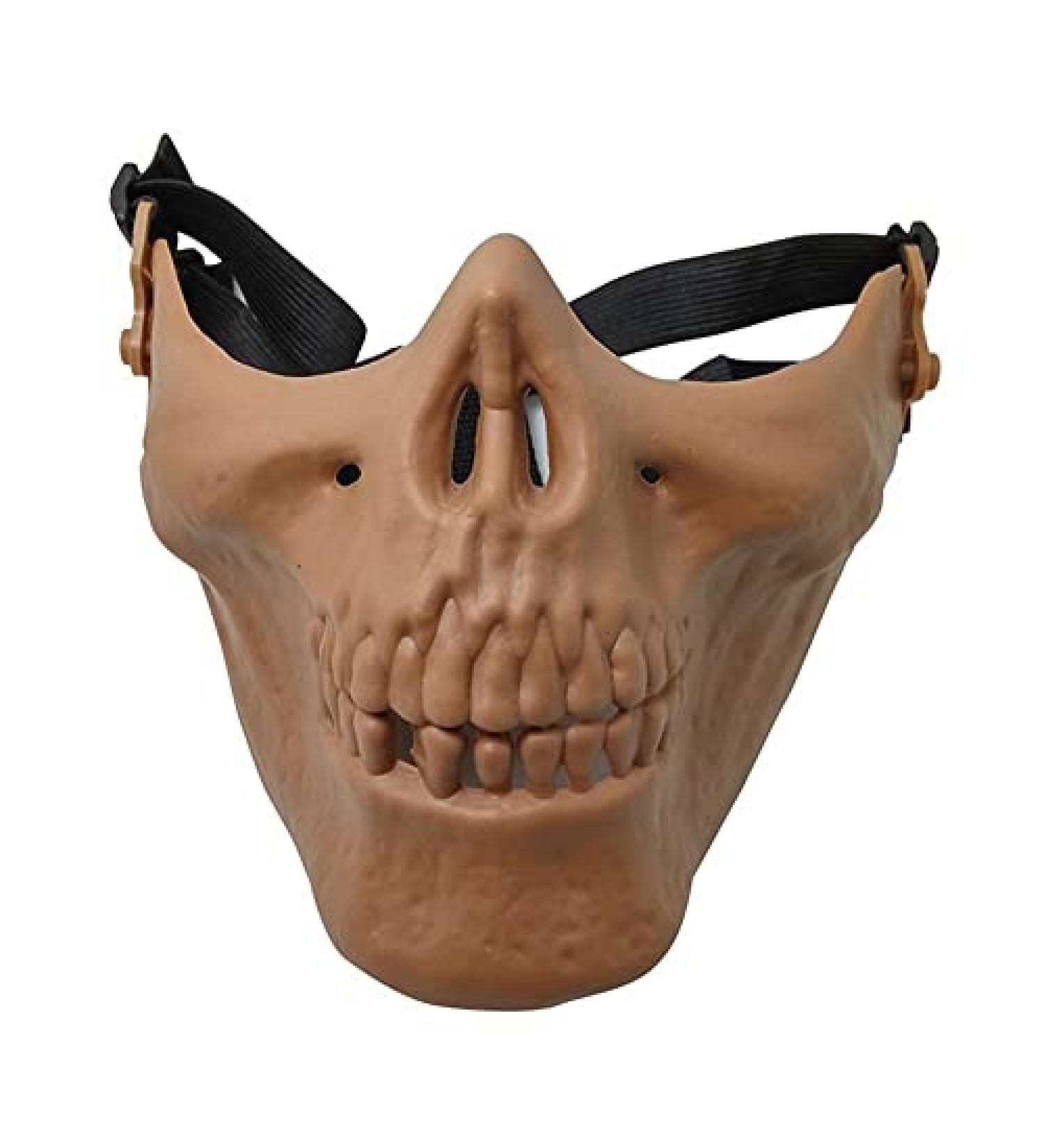 Half Skull Airsoft Mask - Creative Protection for Halloween & Masquerade Parties | Tan - Buy Online on GoSupps.com