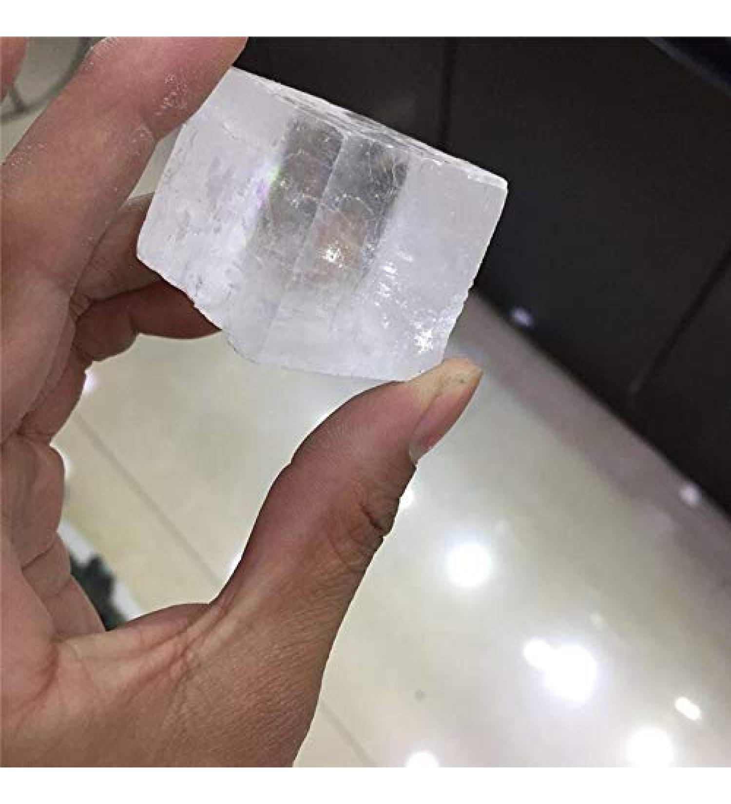 Natural Calcite Crystal Gemstone Reiki White Iceland Crystal Gemstone Cube - Buy Online on GoSupps.com