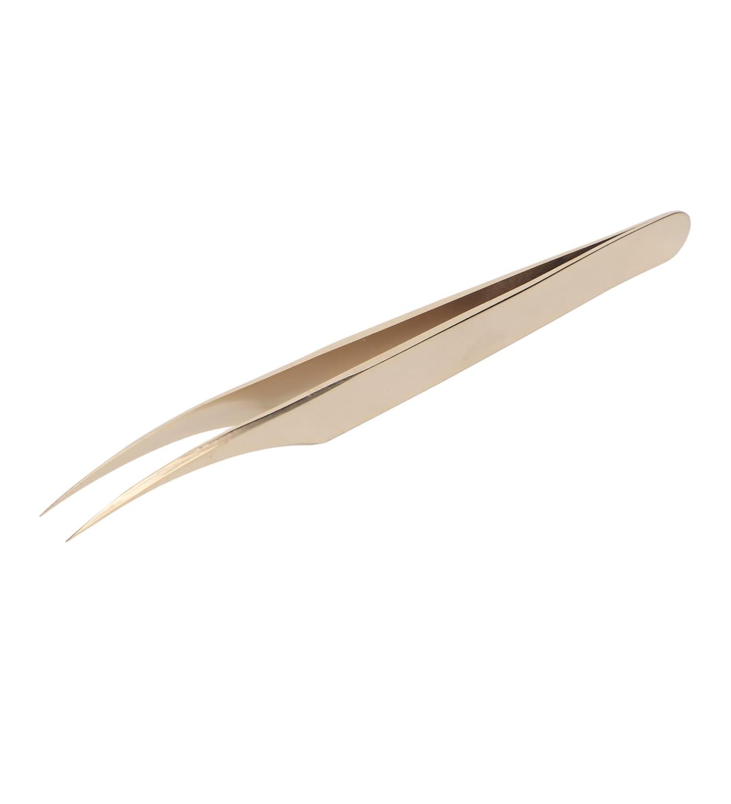 Buy Pearl Golden Stainless Steel Eyelash Tweezers Curved Lash Extension Tweezers for Precision Application - Buy Online on GoSupps.com