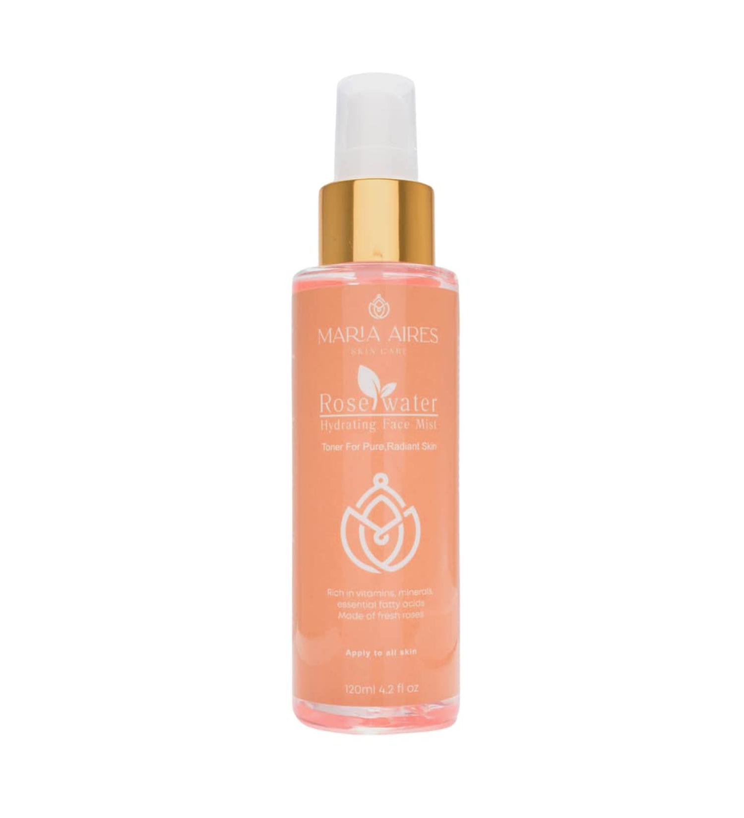 Maria Aires Skincare Rose Water Hydrating Face Mist - 120ml Daily Facial Toner with Aloe Vera Lavender & Witch Hazel | Soothes Redness & Irritation | Perfect Makeup Setting Spray - Buy Online on GoSupps.com
