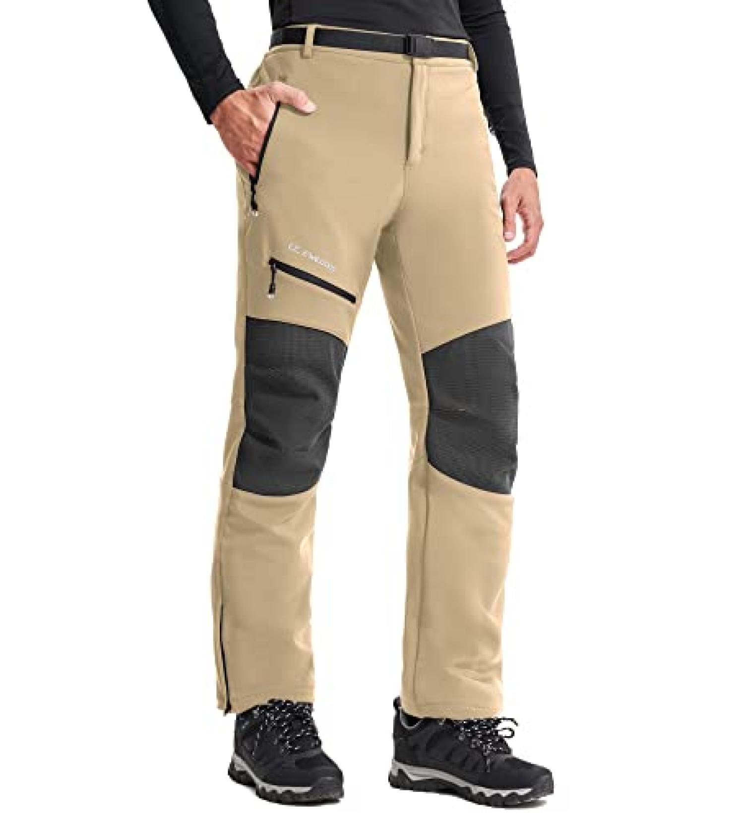 Ewedoos Waterproof Insulated Ski Pants - Men's Fleece Lined Snow Pants - Khaki, XX-Large 32 - Regular Length - Buy Online on GoSupps.com