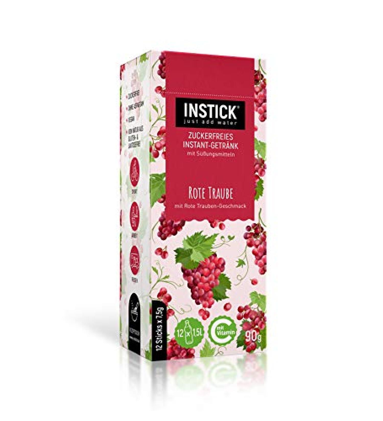 Buy Intick Sugar-Free Instant Drink - Red Grape | Vegan Low Calorie Vitamin C Powder | 12 x 1.5L Pack - Buy Online on GoSupps.com