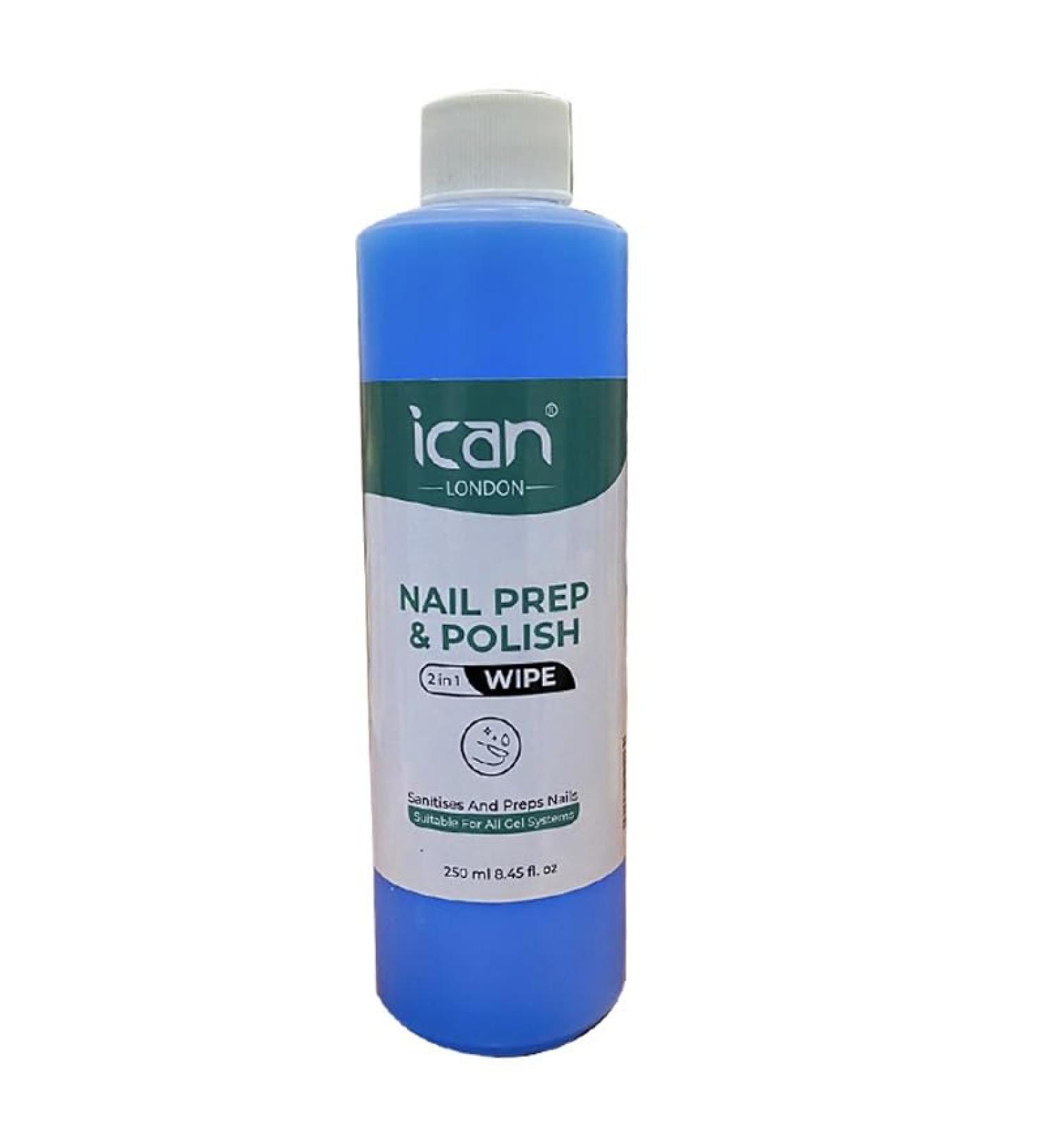ican Nail Prep & Polish 2 in 1 Wipe Gel Polish Residue Cleaner Multi-Purpose for Sanitiser For Nail Care 250ml - Buy Online on GoSupps.com