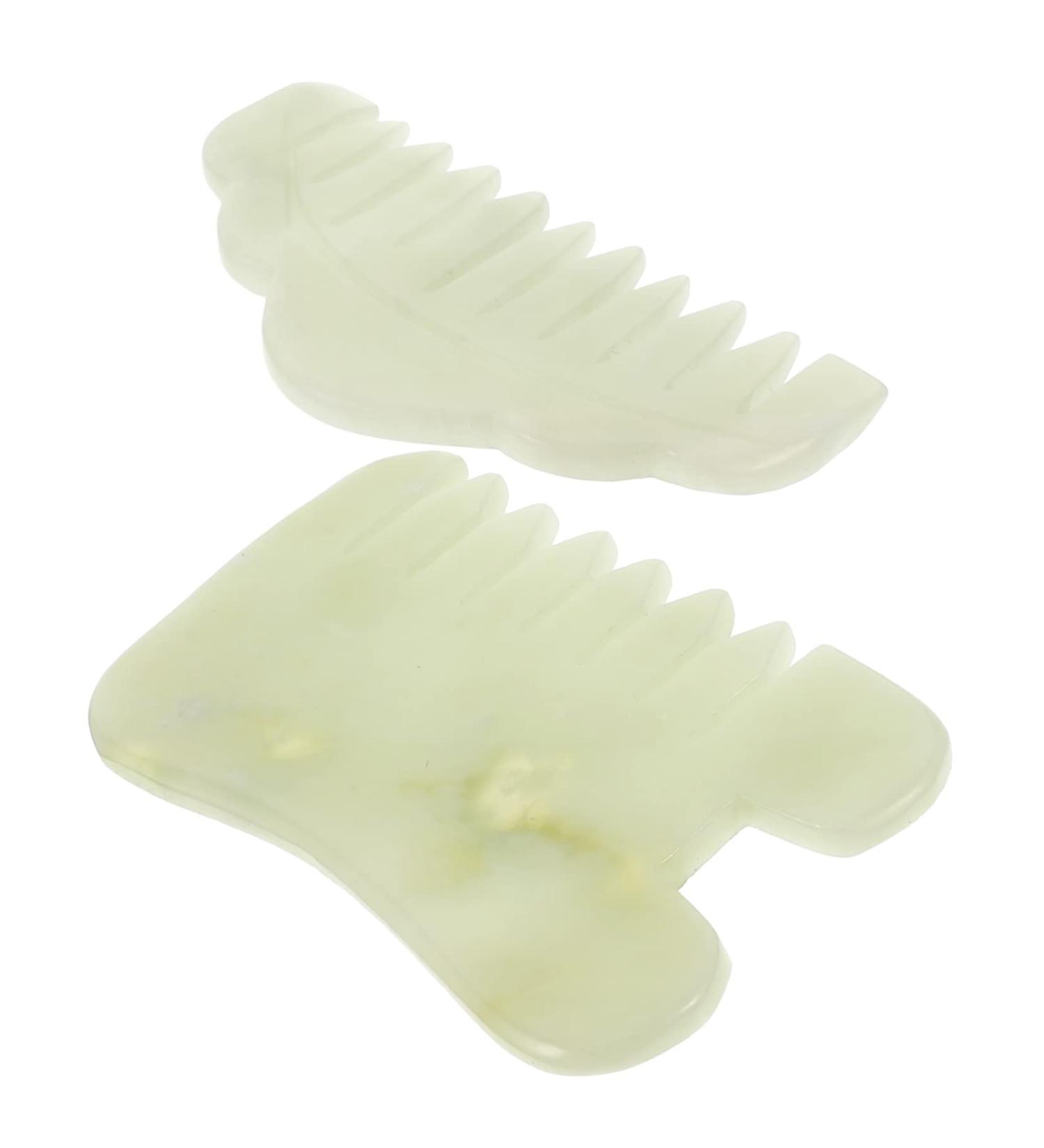 Frcolor Jade Comb Set - 2 St. Gua Sha Scalp Massagers & Hair Brushes for Face & Body | Enhance Your Beauty Routine - Buy Online on GoSupps.com