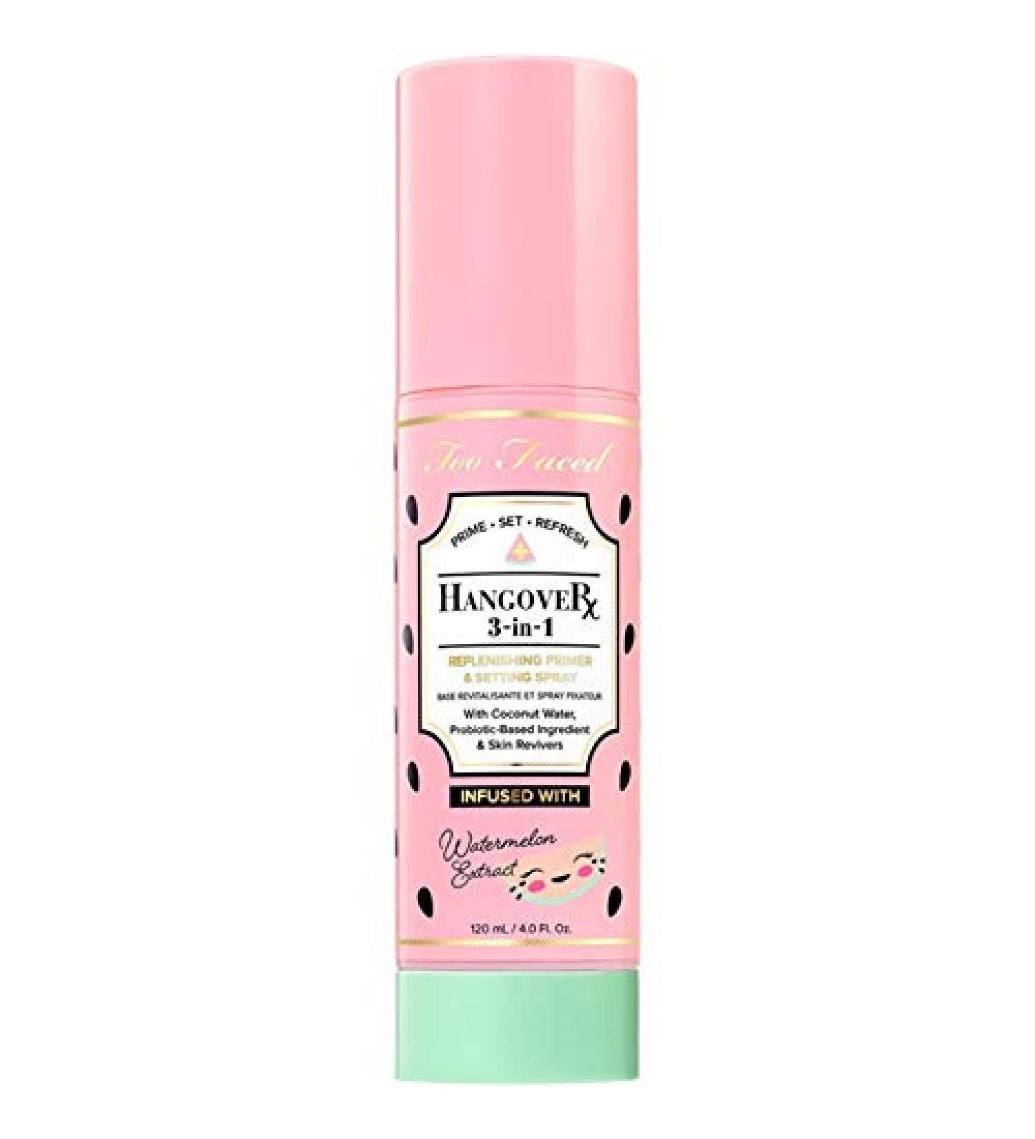 Too Faced Hangover 3-in-1 Replenishing Primer and Setting Spray Watermelon Edition 4 oz