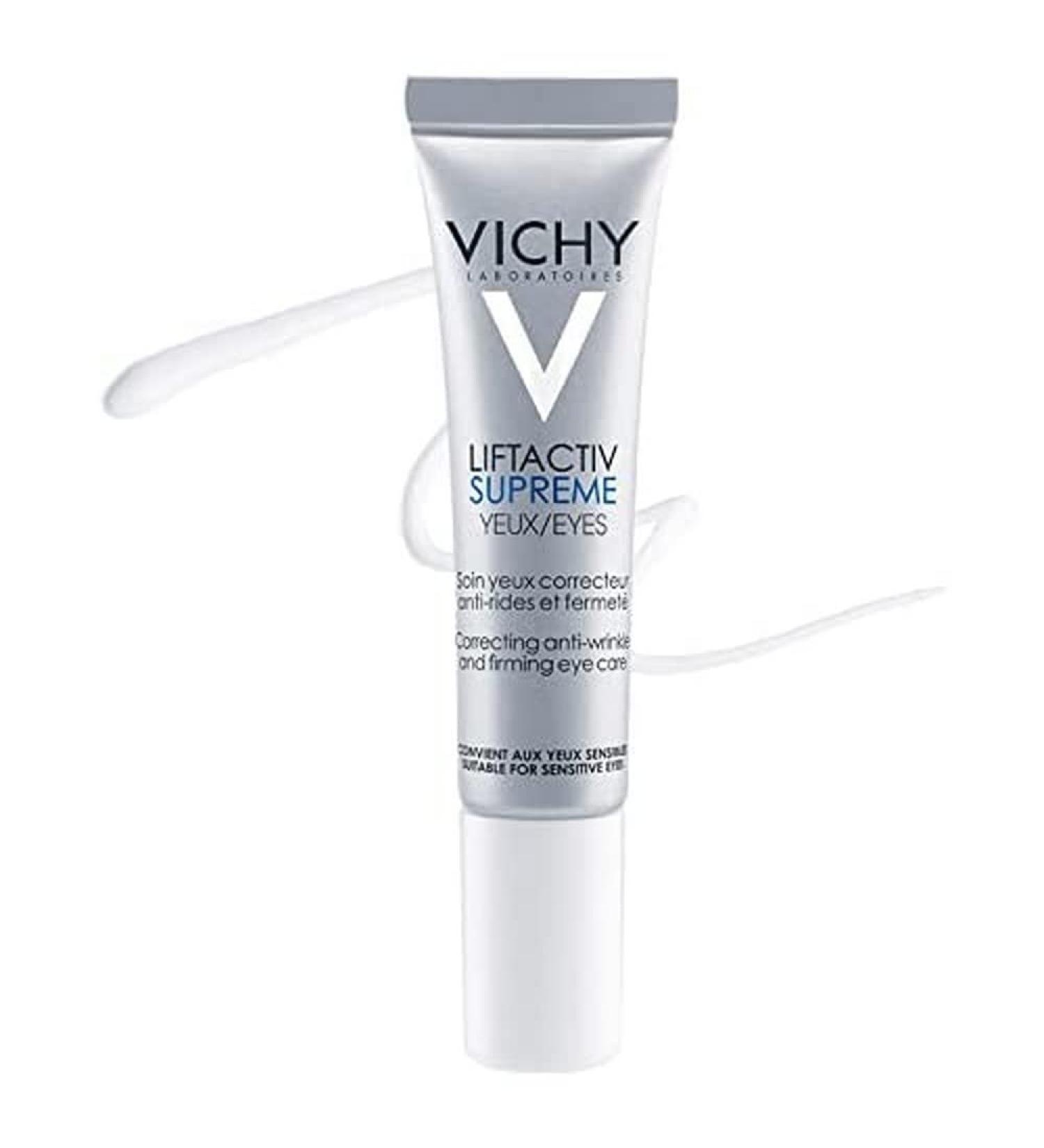 Vichy LiftActiv Supreme Anti Wrinkle Eye Cream 0.51 Fl Oz - Firming & Brightening with Caffeine - Ophthalmologist Tested - Buy Online on GoSupps.com