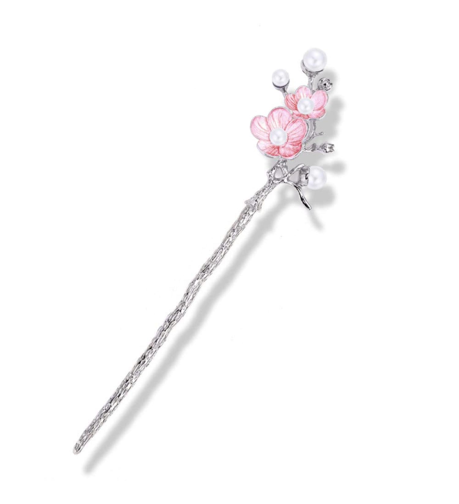 2-Piece Chinese Hair Chopsticks Set with Pearl Flower Decor - Vintage Hair Sticks Barrettes for Women - Buy Online on GoSupps.com
