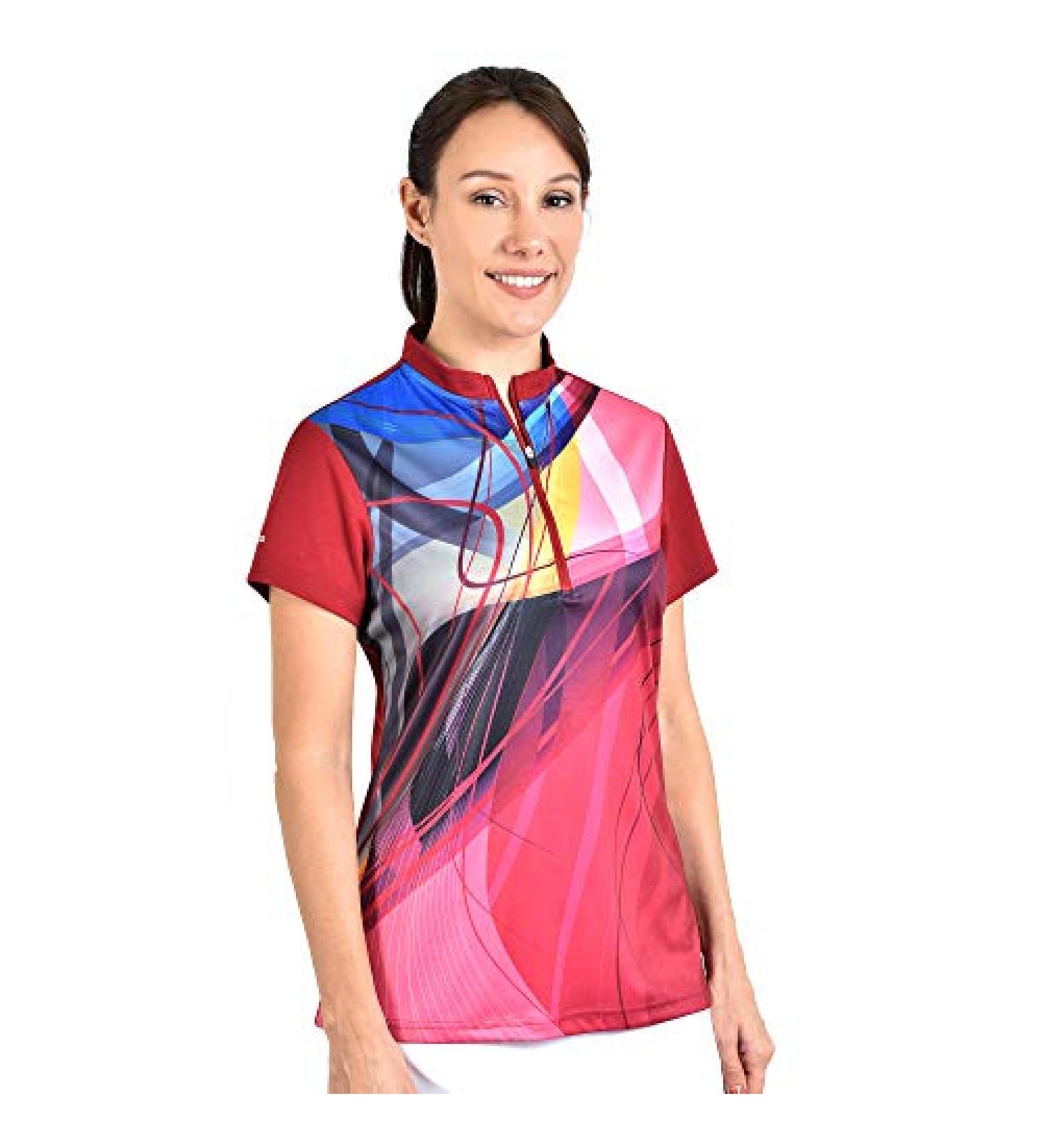 Savalino Women's Sublimation Printed Bowling Jersey | Moisture-Wicking & Fast-Drying | Maroon | Sizes S-5XL - Buy Online on GoSupps.com