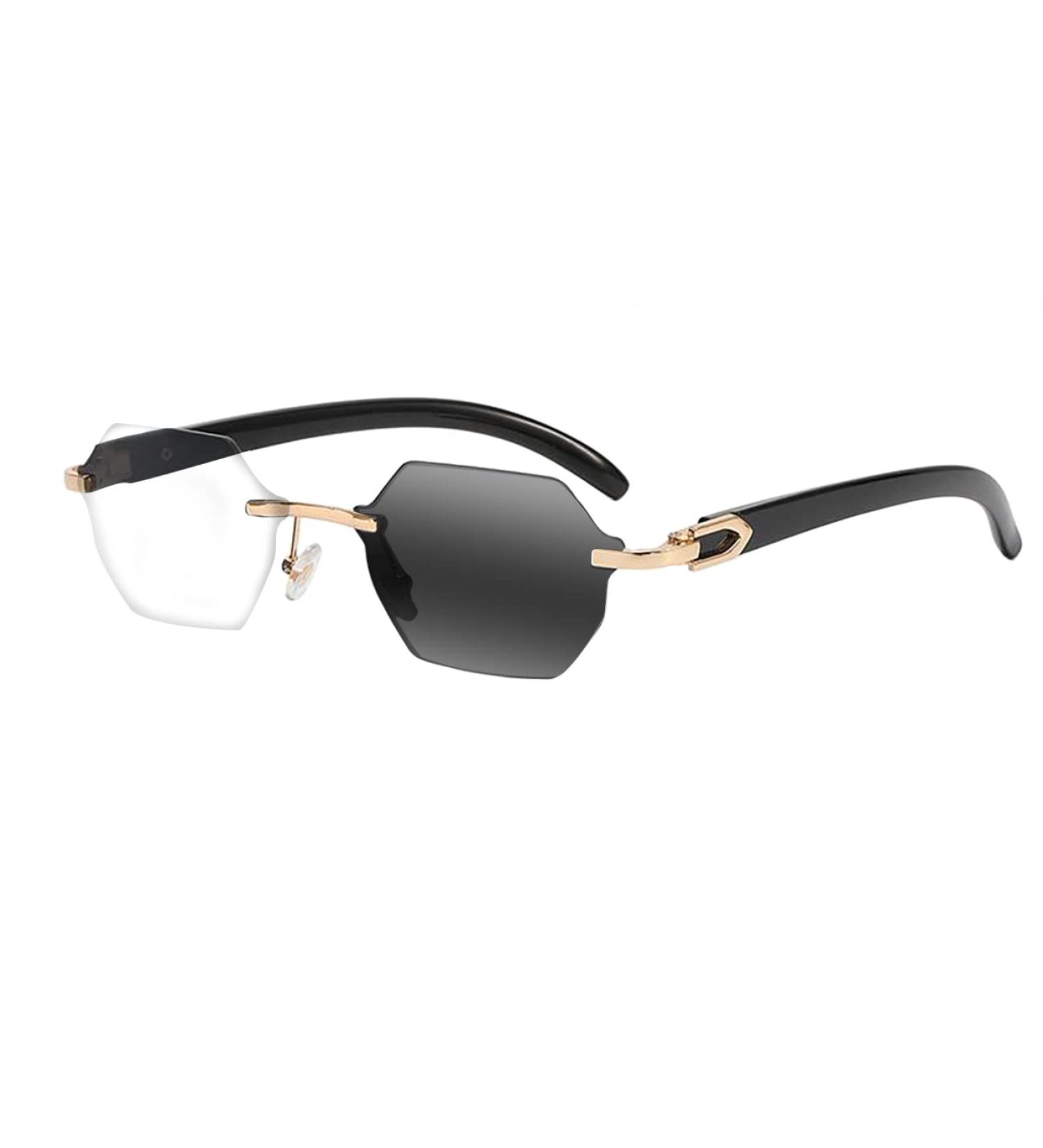 Buy Polygonal Retro Rimless UV400 Transition Photochromic Reading Glasses | New Stylish Unisex +4.0 to +6.0 | International Shipping - Buy Online on GoSupps.com