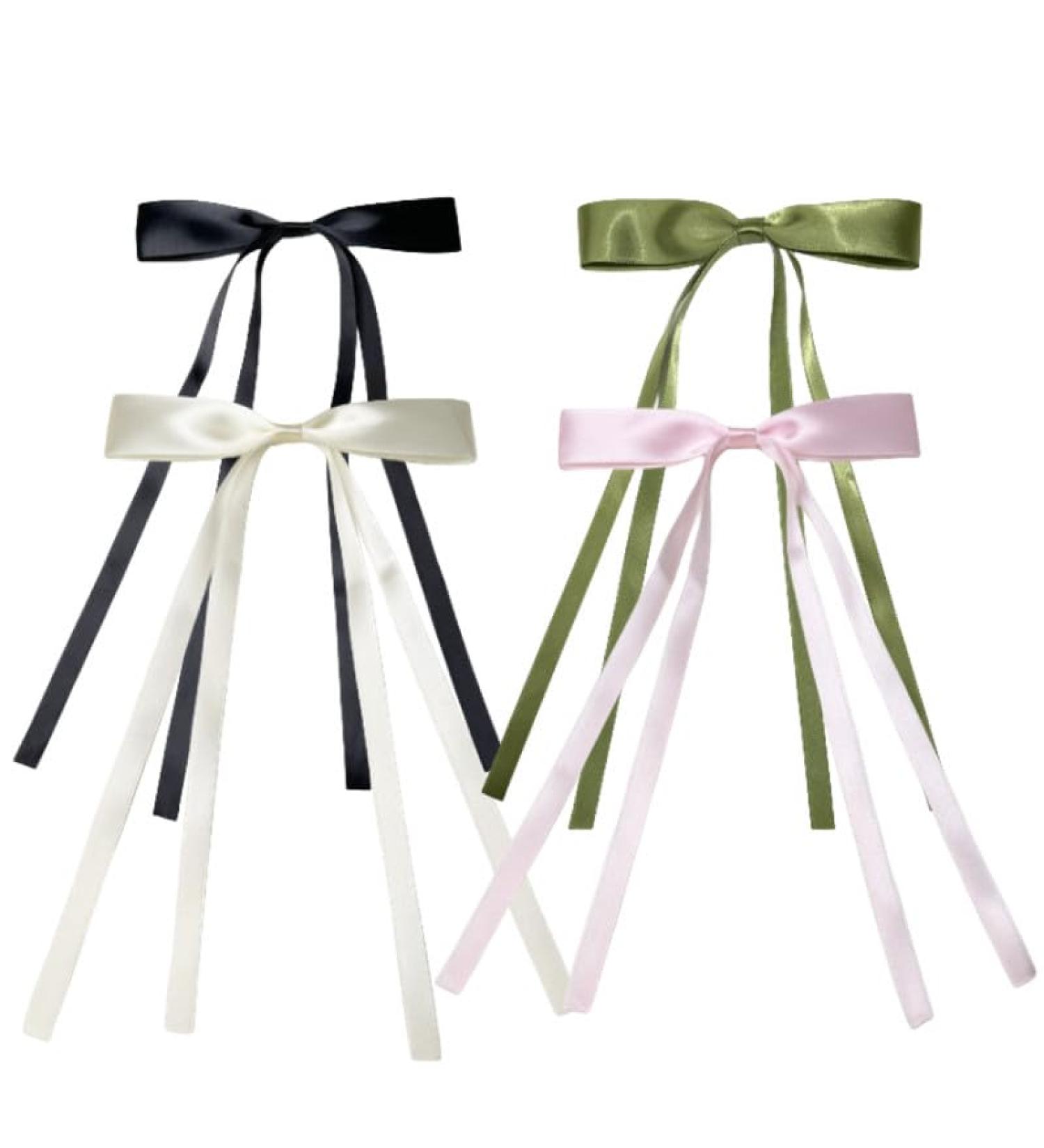 XUHENGXINX Cute Bow Hair Clips Set of 4 | Hair Accessories | Suitable for Women and Girls | Pink/White/Black/Green | Secure & Comfortable - Buy Online on GoSupps.com