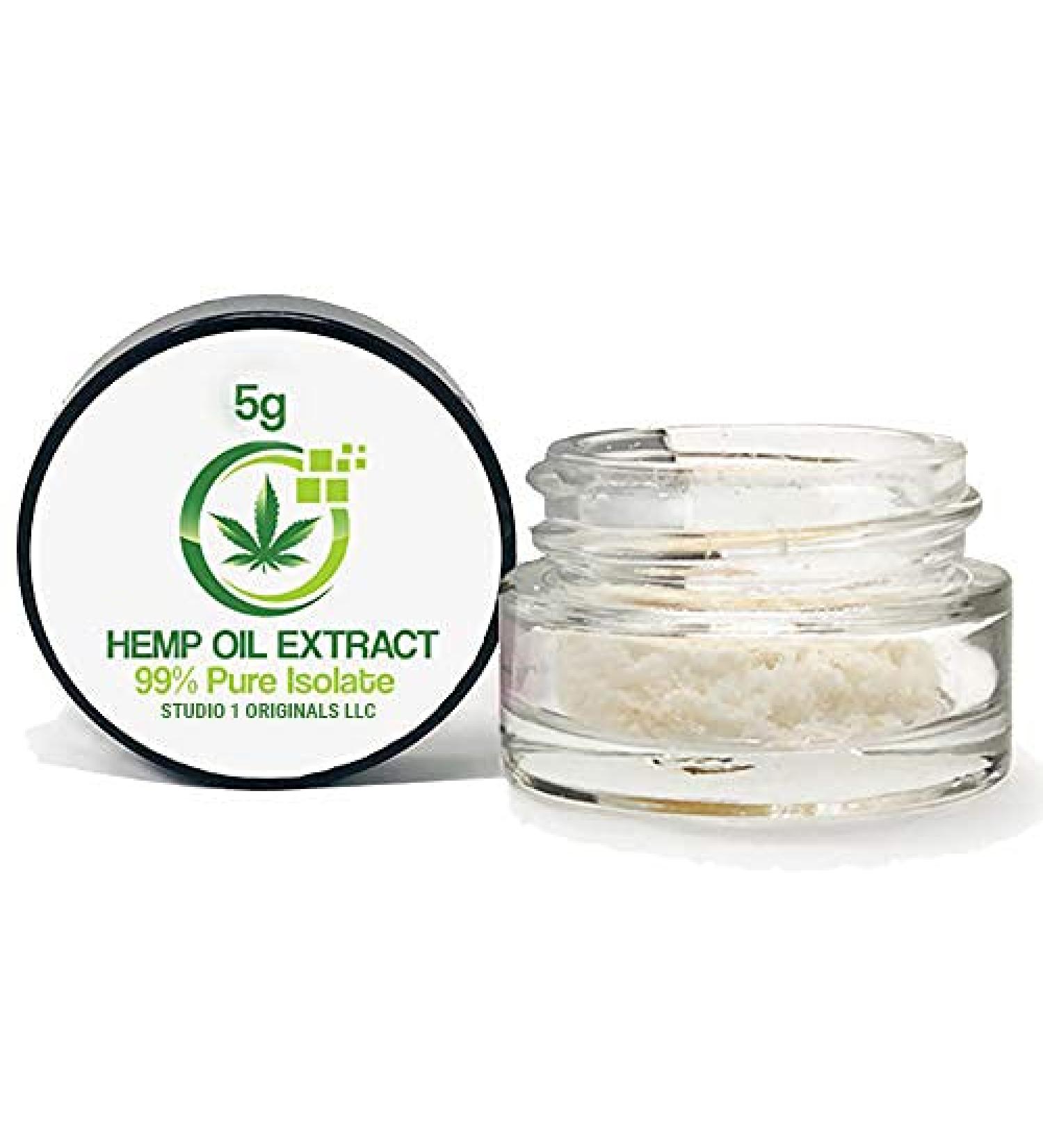 Hemp Extract Powder | Hemp Oil Isolate | 100% Pure Isolate Powder | 5g 5000mg Isolate | Great for Migraine Relief Sleep Aid Improve Brain Function Increase Focus