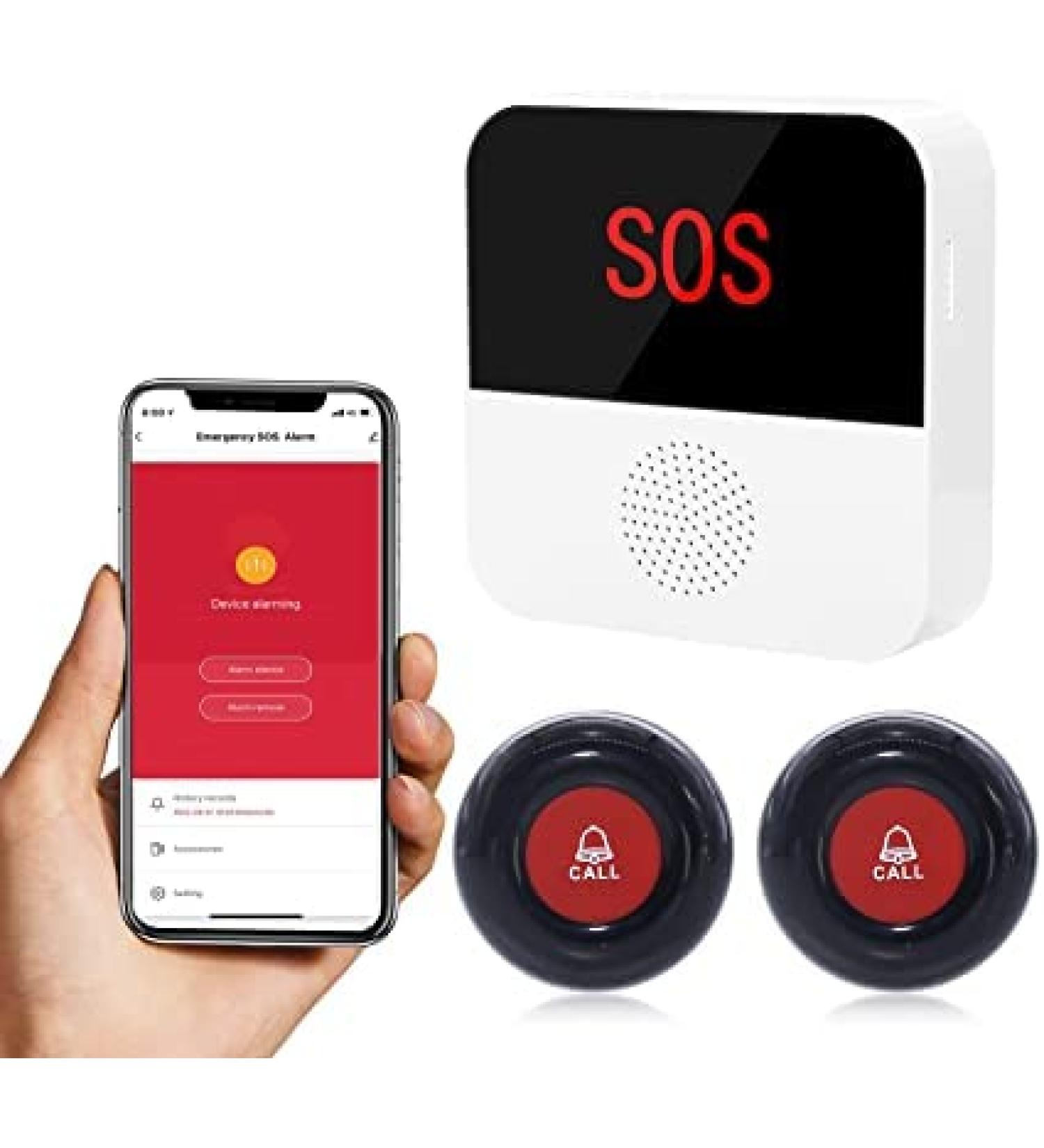 Chunhee Smart Emergency Button for Seniors | Tuya WiFi SOS Alert System - 2 Buttons & 1 Recipient - Ideal for Elderly & Handicapped Care - Buy Online on GoSupps.com