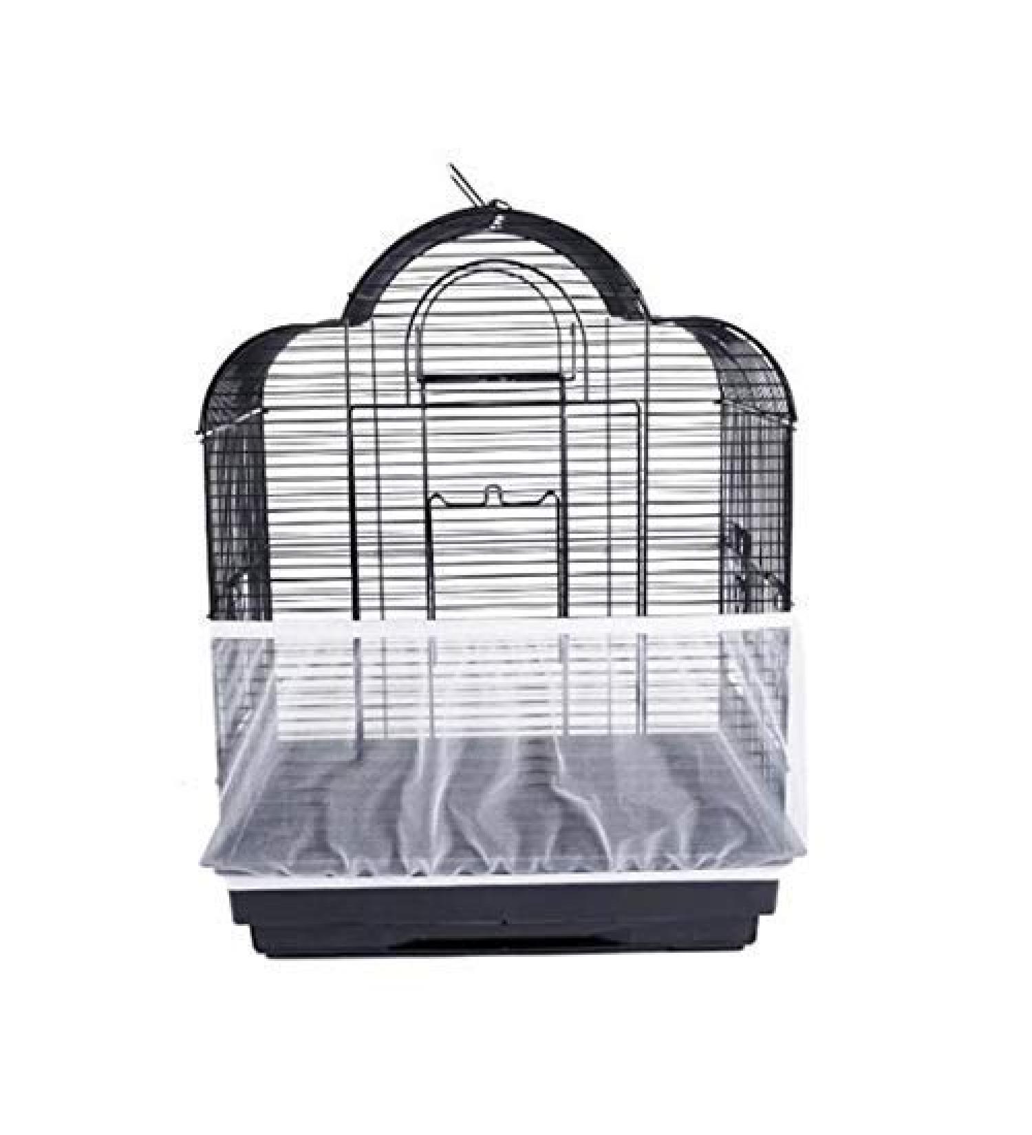 TIANRUOXIAOKE Universal Bird Cage Seed Catcher - Medium White Parrot Mesh Net Cover for Cage - Stretchy Skirt Traps Seeds Guard & Keeps Cage Clean - Buy Online on GoSupps.com