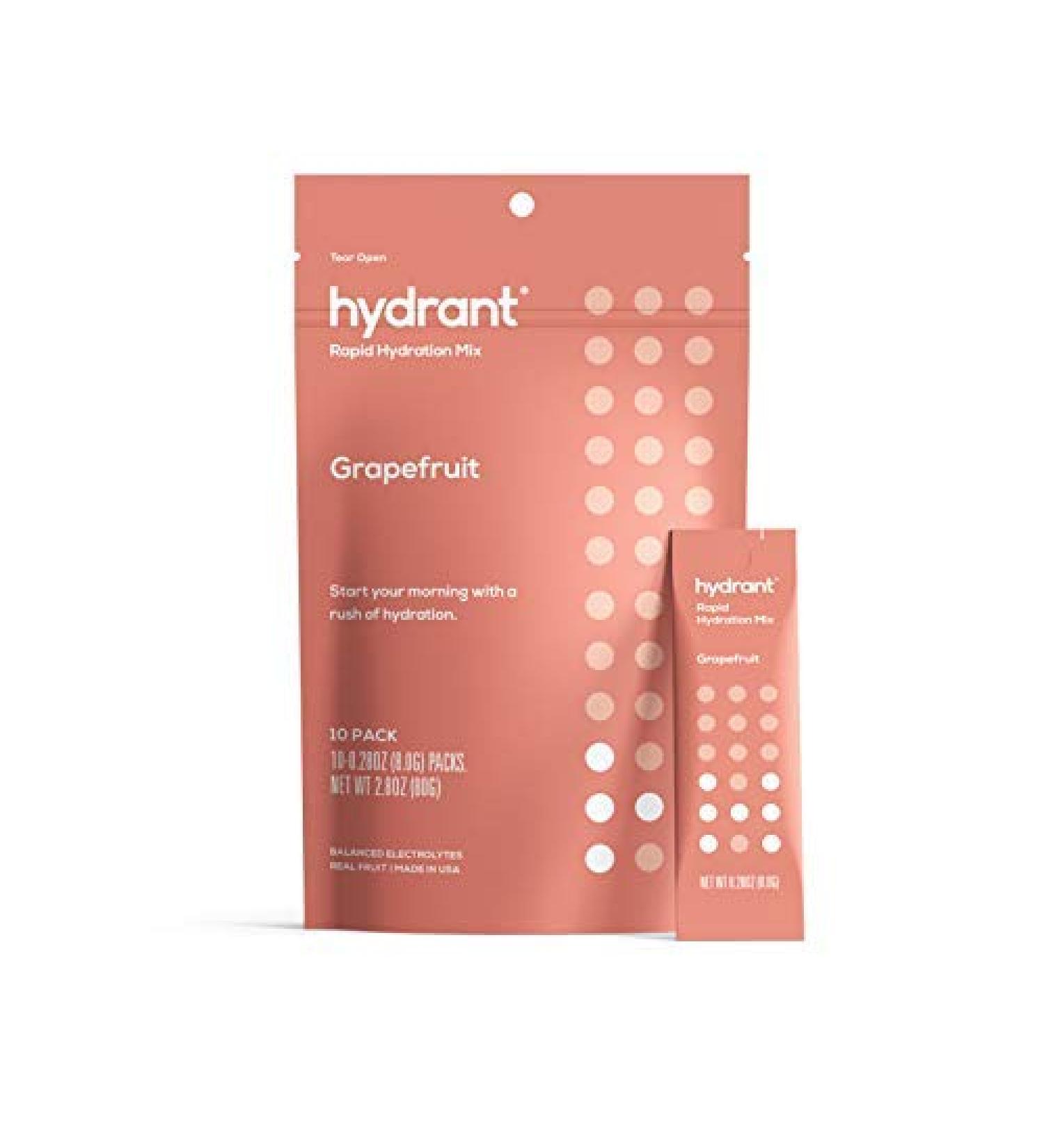 Hydrant Hydrate Electrolyte Powder Stick Packs - Rapid Hydration Mix (Grapefruit, 10 Pack) - Buy Online on GoSupps.com