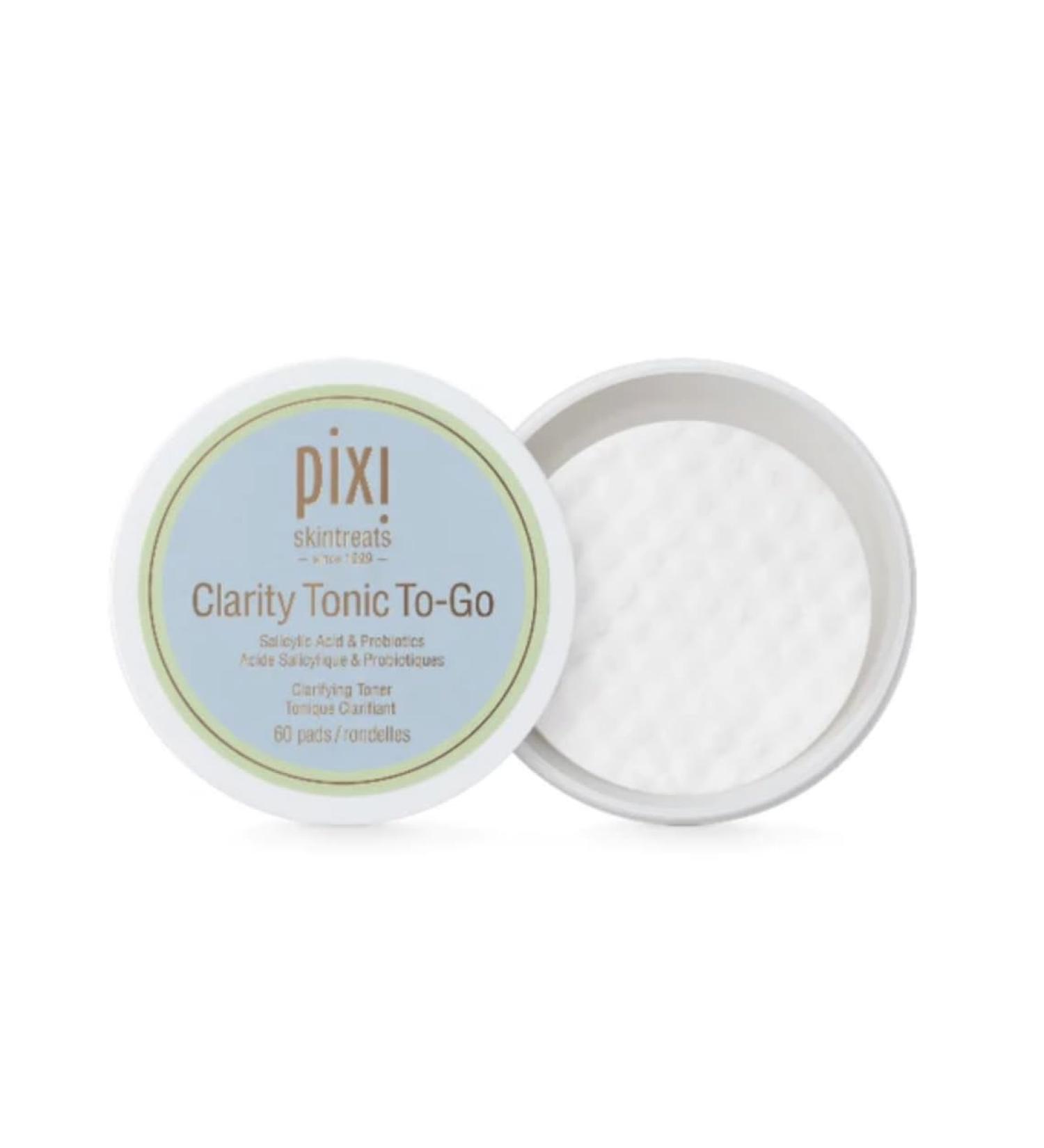 Pixi Clarity Tonic to-Go Exfoliating & Clarifying g Pads Infused with Salicylic Acid for Clearer Skin Alcohol-Free Daily Purifying Toner Pads On The Go 60 Pads