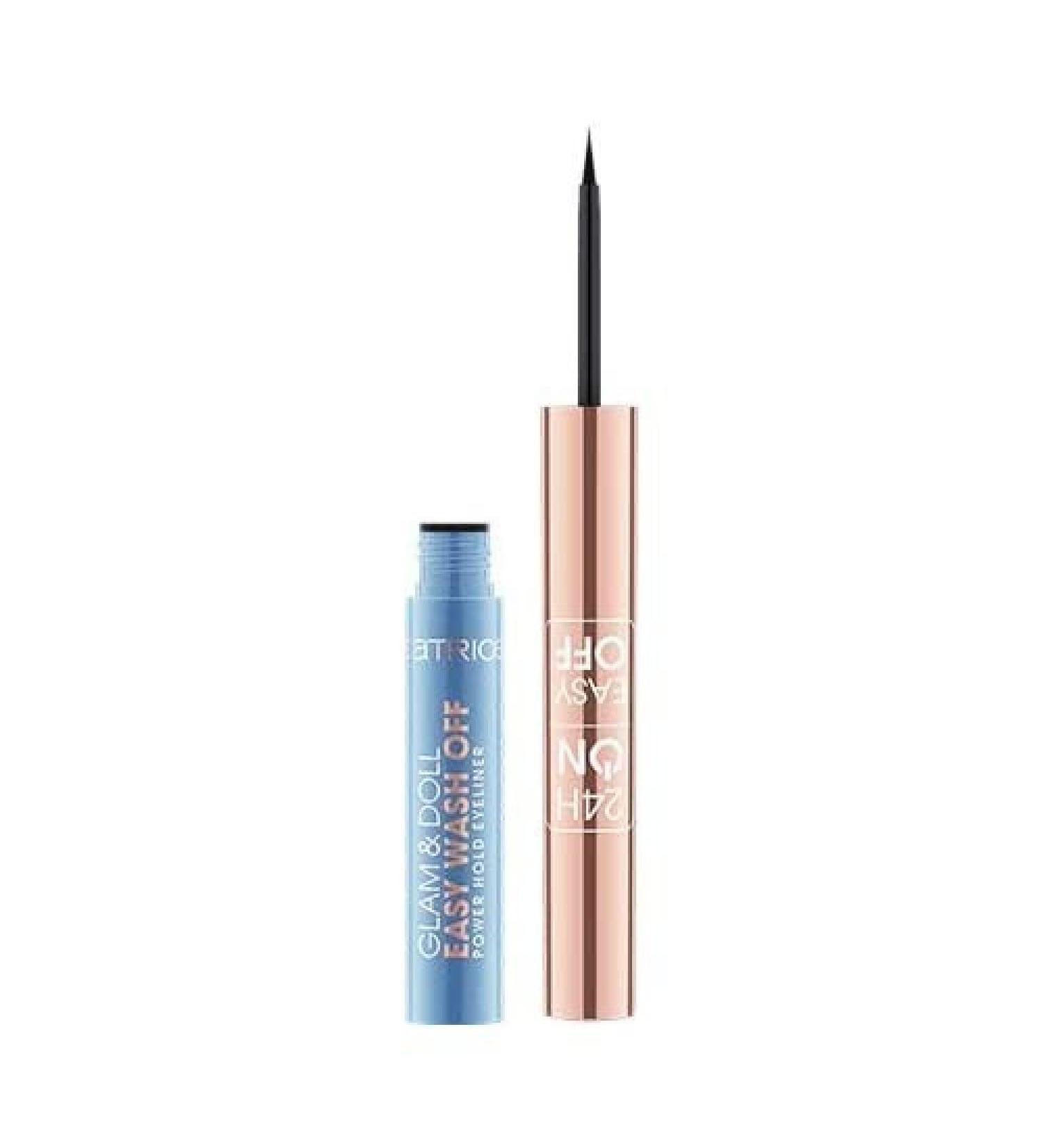 Catrice Glam & Doll Easy Wash Off Power Hold Eyeliner Eye Liner No. 010 Ultra Black black long -lasting color -intensive vegan without perfume oil -free (1 7ml)