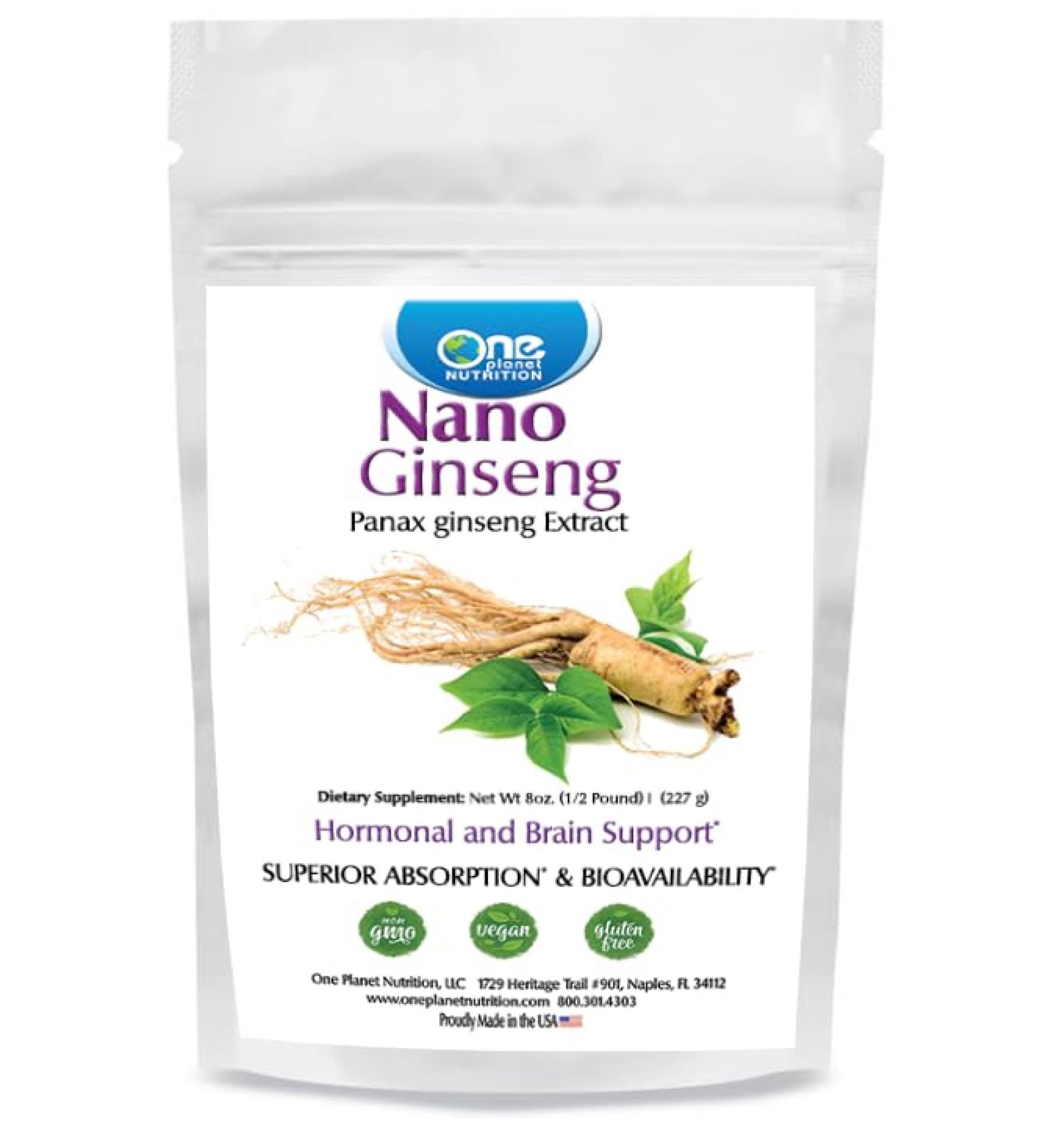One Planet Nutrition Nano Panax Ginseng Powder 8 oz (227 Servings), Korean Ginseng Extract, Nano for Enhanced Absorption, Boosts Energy & Stamina, Non-GMO, Vegan, Gluten Free Powder 227 g - Buy Online on GoSupps.com