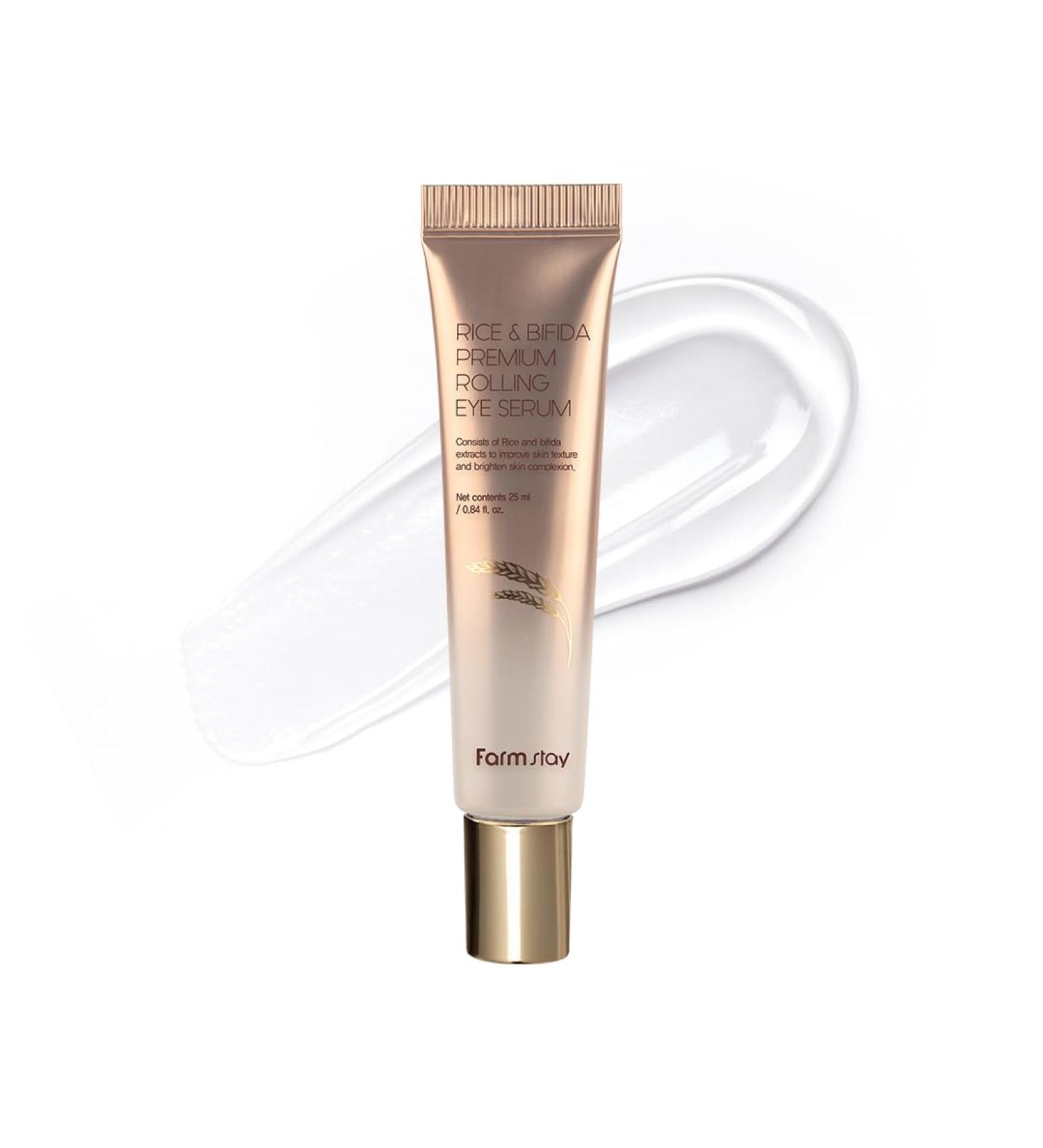 Farmstay Rice & Bifida Premium Rolling Eye Serum with Niacinamide Dark Spot Remover Correcting Cooling & Soothing Eye Cream for Puffy for Women & Men Korean Skin Care 0.84 fl. oz. - Buy Online on GoSupps.com