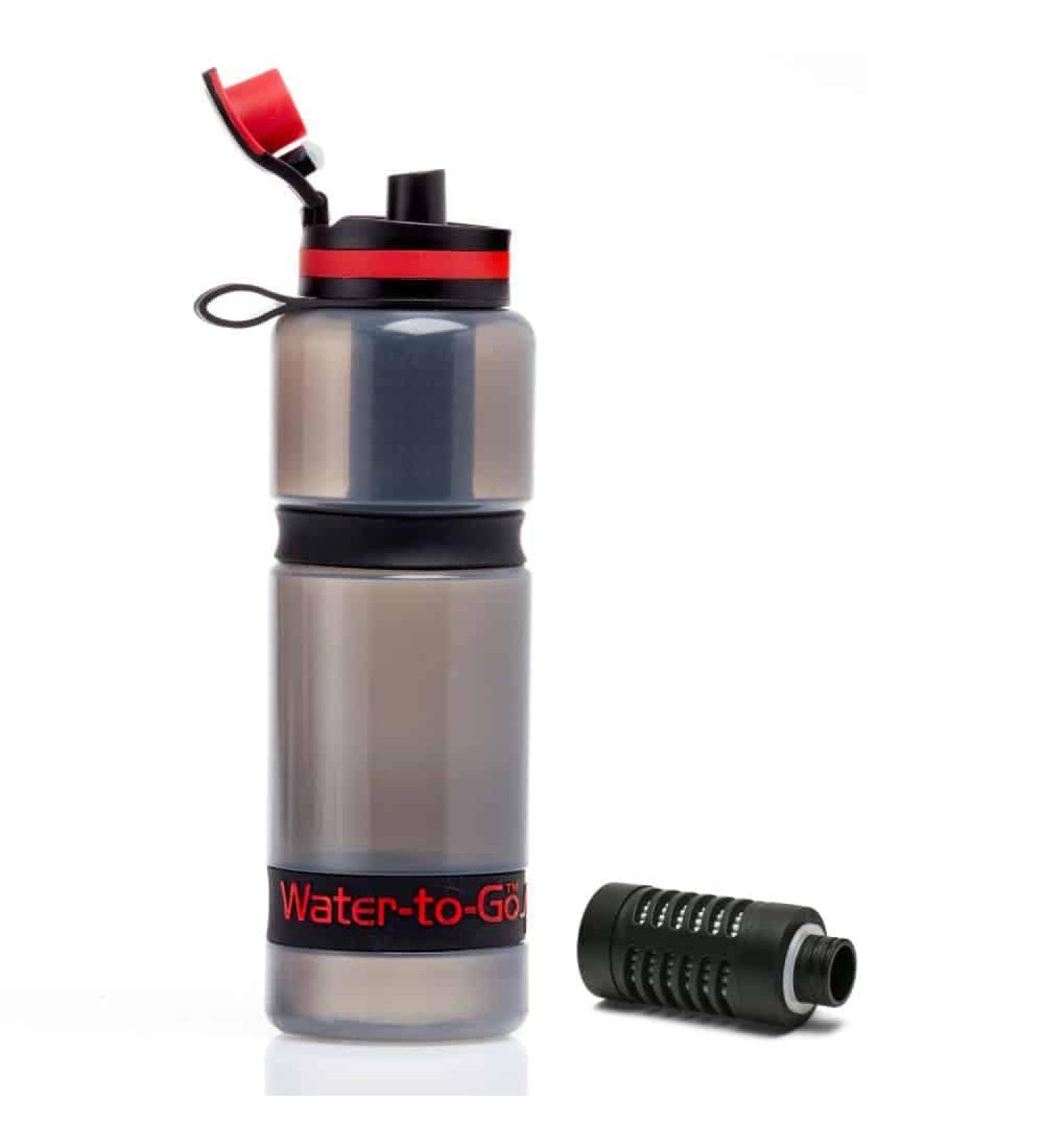 Water-to-Go 25oz Water Purifier Filter Bottle - Ideal for Hiking, Camping, Travel & Survival - Grey/Red - Buy Online on GoSupps.com