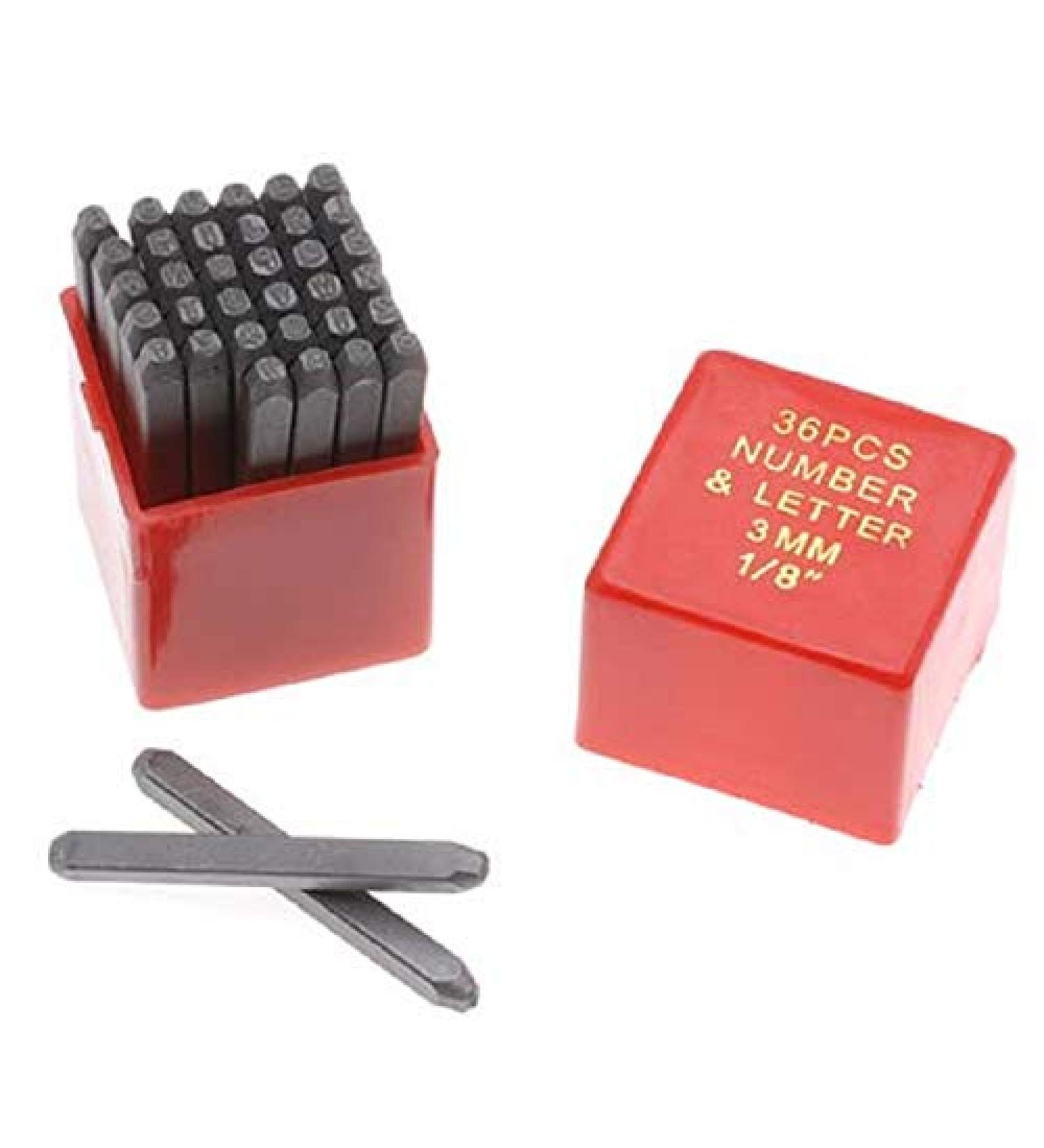36pc 1/8 3MM Letter & Number Stamp Punch Set Hardened Steel  Metal Wood Leather