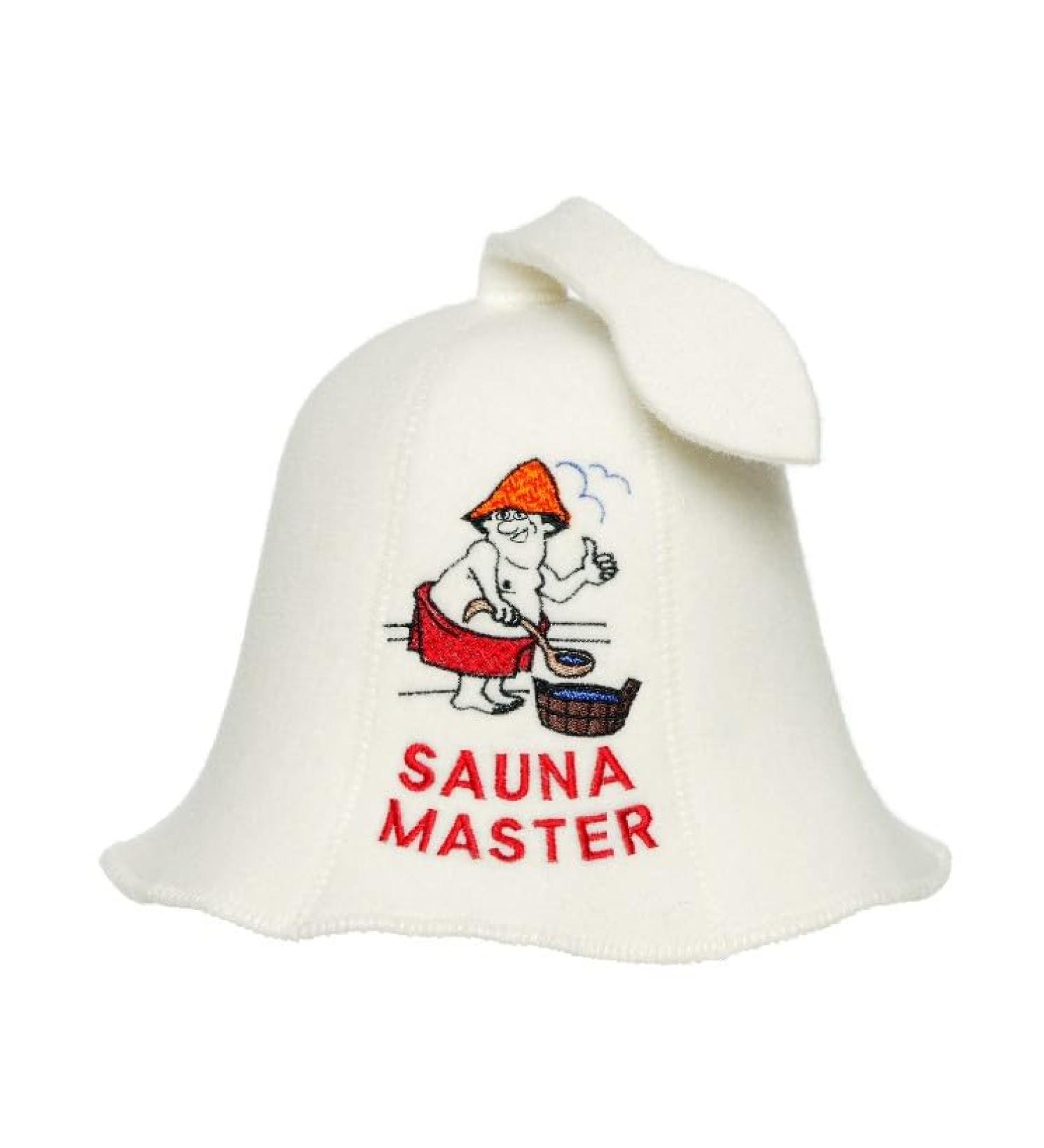 Sauna hat made of 100% wool felt embroidered to protect the head from heat