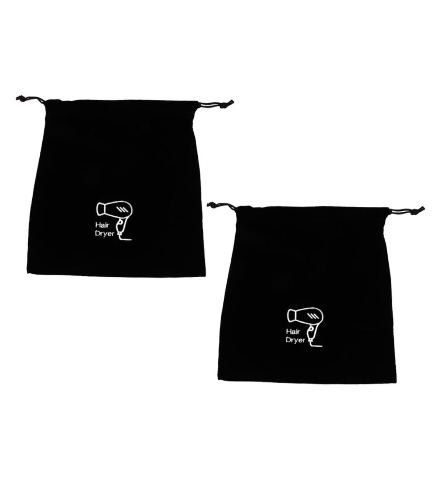CANIGHT 2pcs Velvet Bag Hair Tool Travel Bag Makeup Brush Bag Hair Dryer Bag for Travel Flannel Black - Buy Online on GoSupps.com
