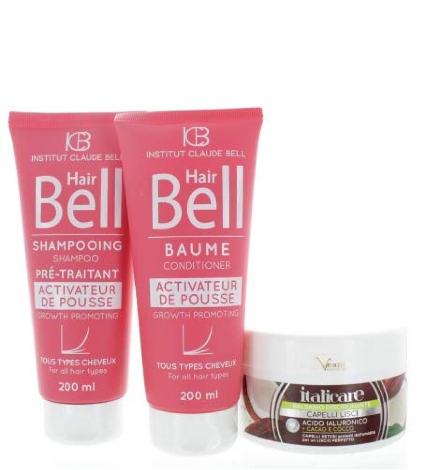  Veana Hyaluron hair balm with coconut oil and cocoa butter 300 ml + HairBell shampoo and conditioner 2 x 200 ml for brittle dry and unruly hair. - Buy Online on GoSupps.com