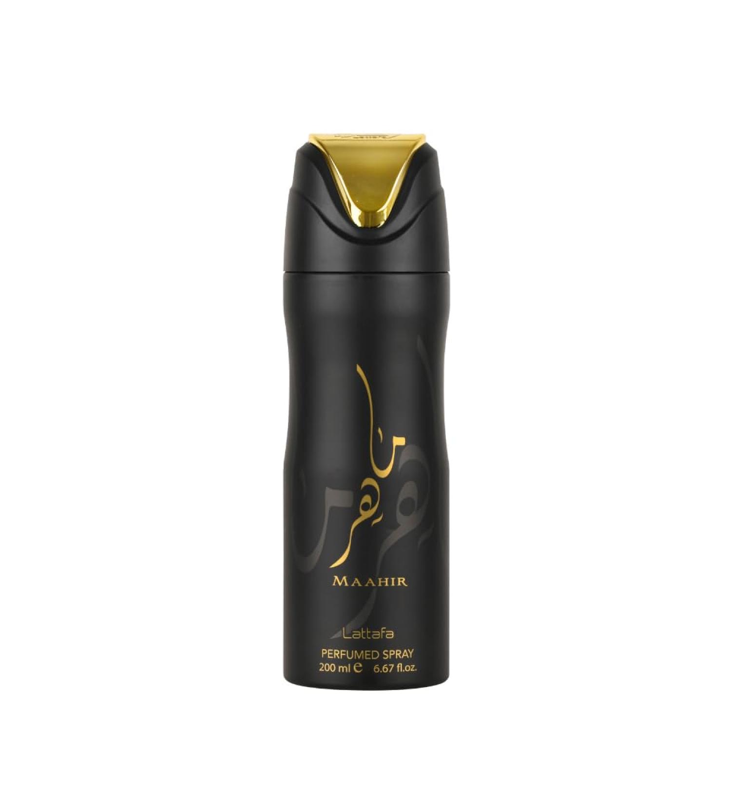 Lattafa Maahir Perfumed Deodorant Spray - 6.6 Ounce Unisex | Eco-Friendly Long-Lasting Fragrance | Shop Internationally - Buy Online on GoSupps.com