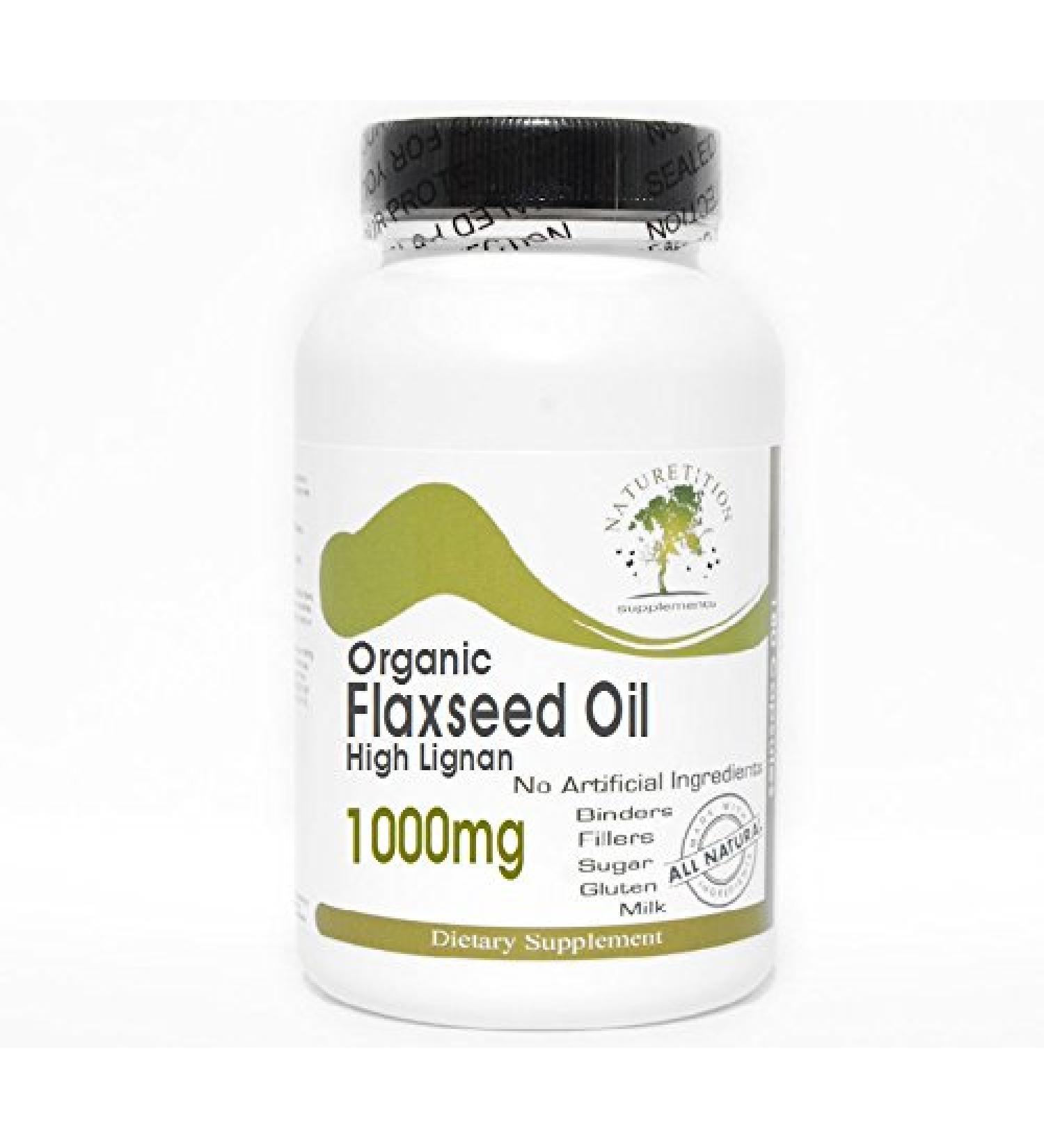 Organic Flaxseed Oil High Lignan 1000mg 100 Capsules - No Additives Naturetition Supplements