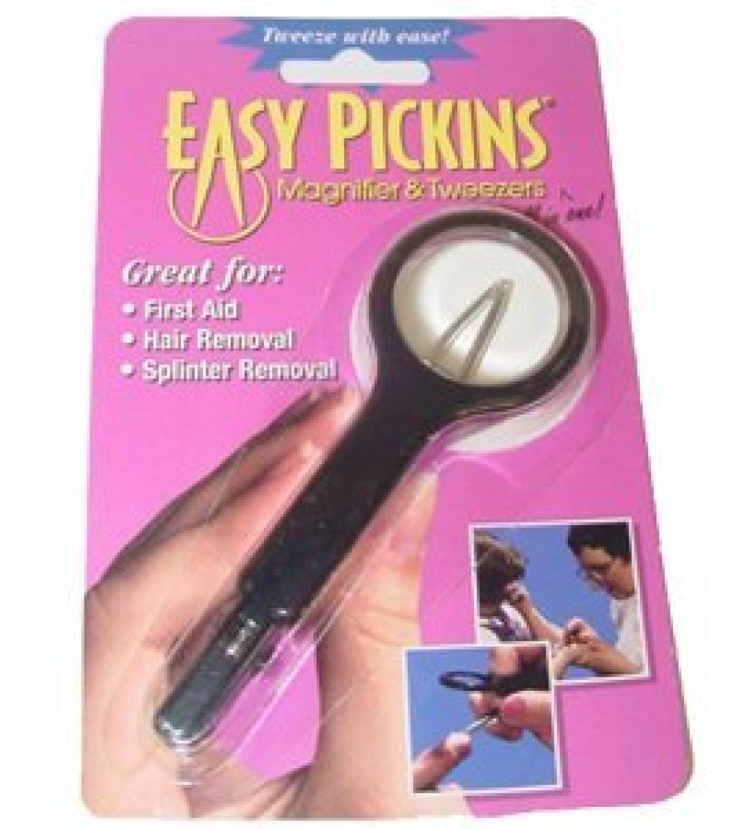 Easy Pickins Magnifying Slant Tip Tweezer Great For First Aid Hair Removal & Splinter Removal