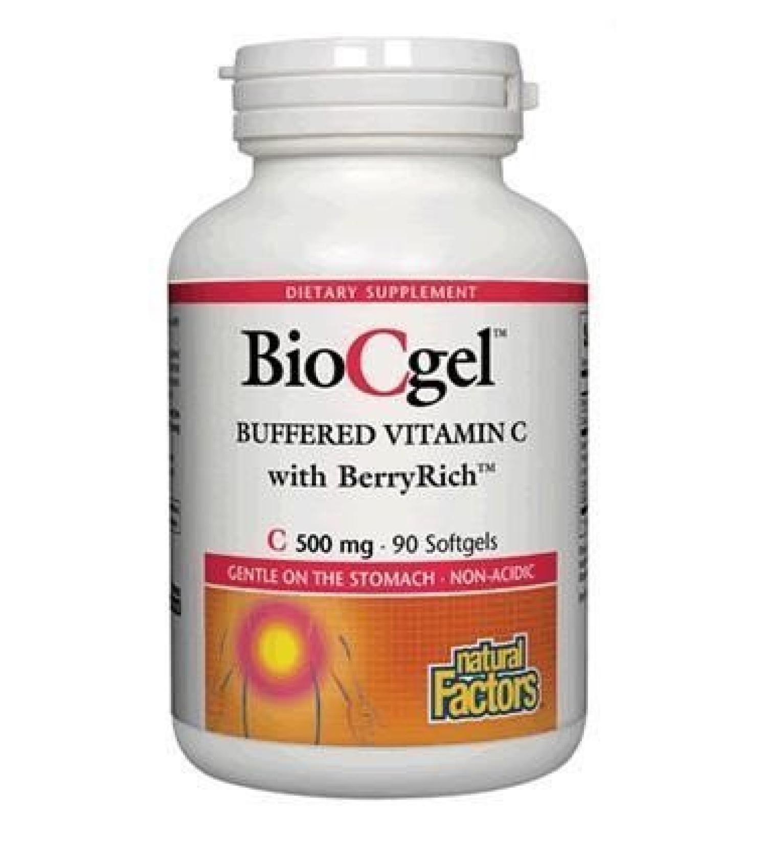 Natural Factors BioCgel Buffered Vitamin C with BerryRich 500 mg 90 Softgels