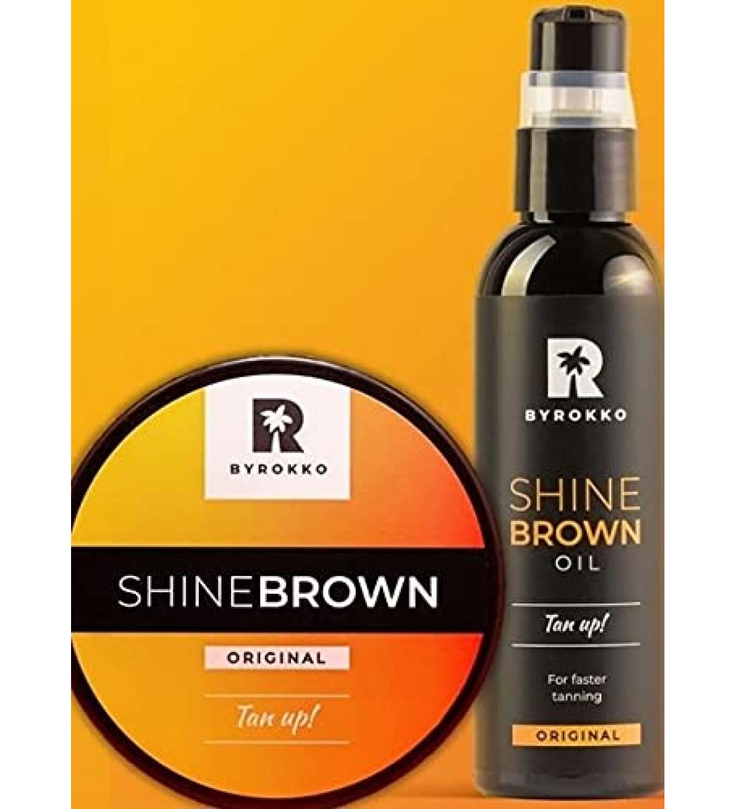 Byrokko Shine Brown Tan Bundle: Premium Browning Accelerator Cream & Quick Tanning Oil - 100% Natural Ingredients - 190ml & 150ml - Buy Online on GoSupps.com