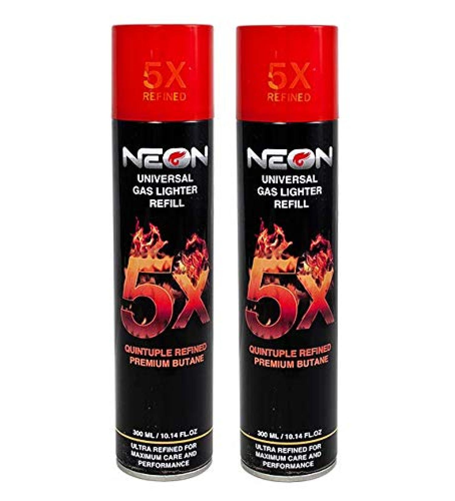 2 Cans Neon 5X Butane Refill Fuel Fluid Lighter Ultra Refined 5 Times 10.14 Oz