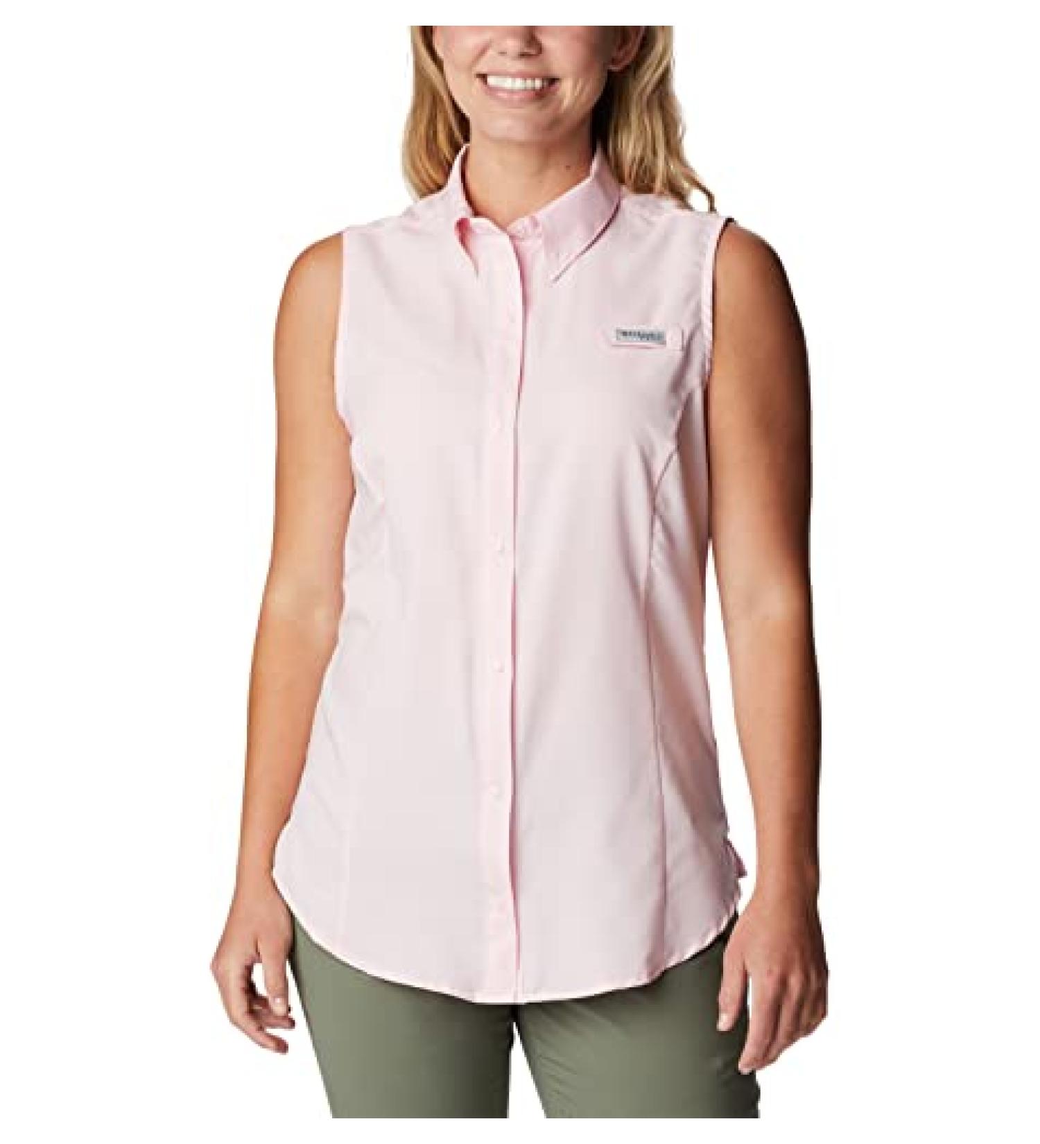 Columbia Women's Tamiami Sleeveless Shirt Satin Pink 2X - Lightweight and Stylish - Buy Online on GoSupps.com
