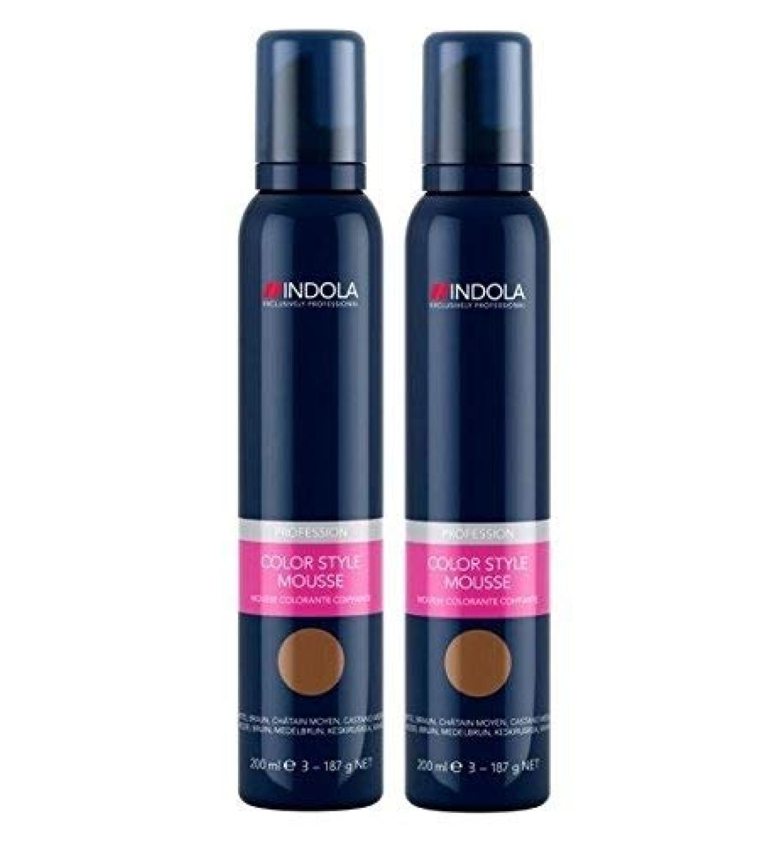 Indola Colour Mousse 200ml - Medium Brown x2