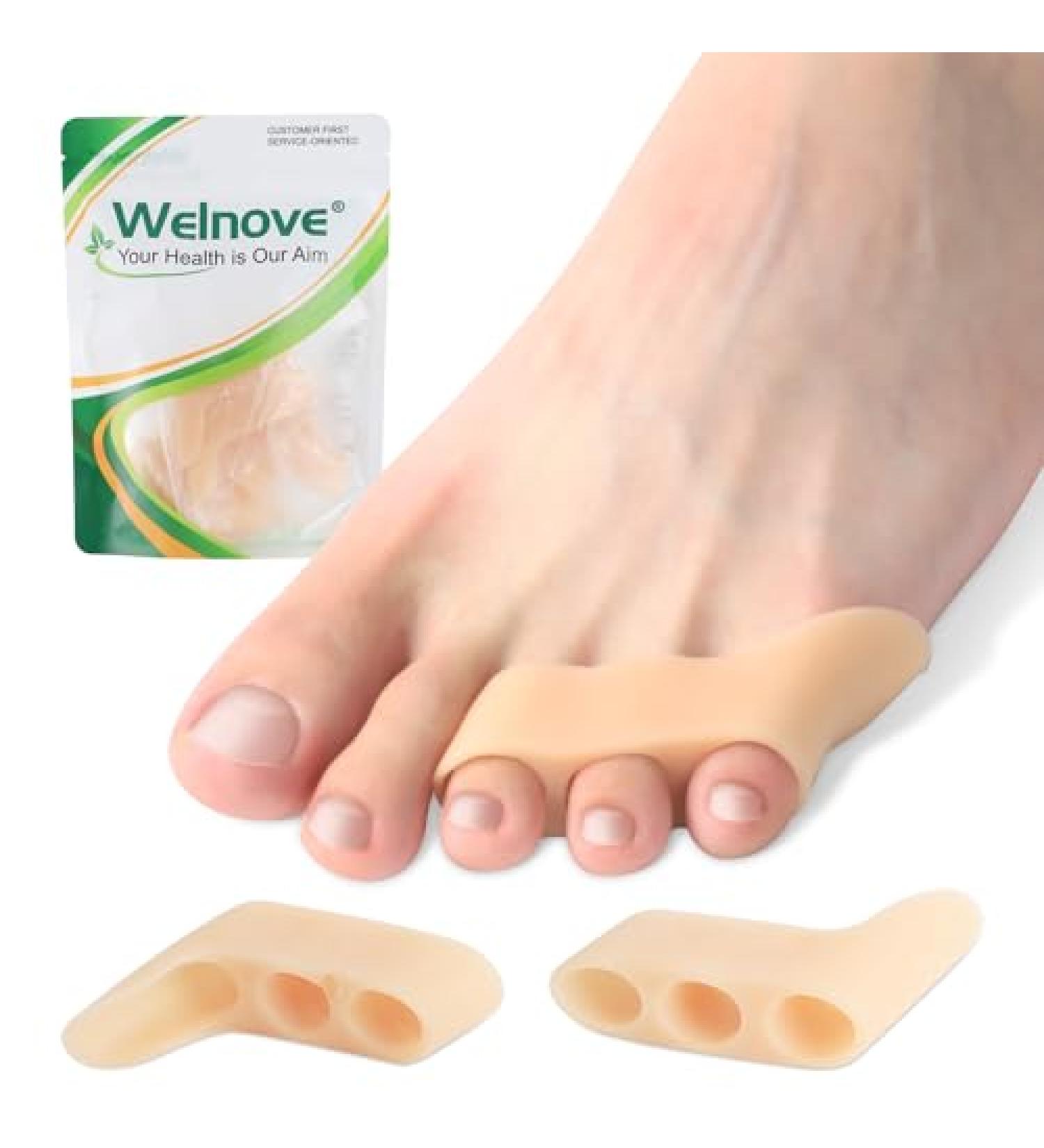 Welnove Gel Pinky Toe Separators - 8 Pack Bunion Cushions & Silicone Spacers for Women & Men - Prevent Rubbing & Relieve Pressure (Beige - Buy Online on GoSupps.com