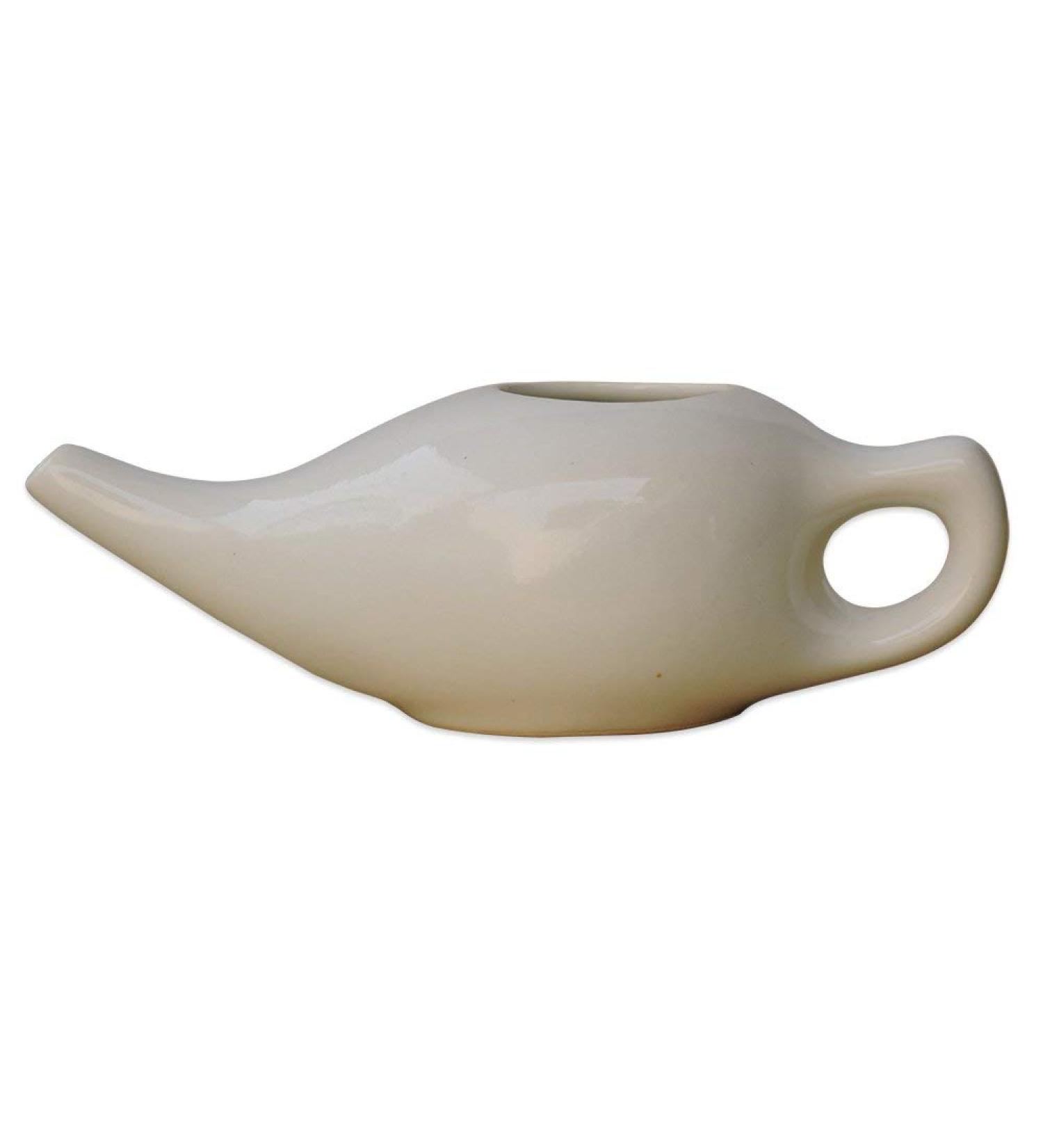 ANCIENT IMPEX Ceramic Neti Pot with Neti Salt Sachets - Natural Sinus Relief | Travel-Friendly Design (White) - Buy Online on GoSupps.com