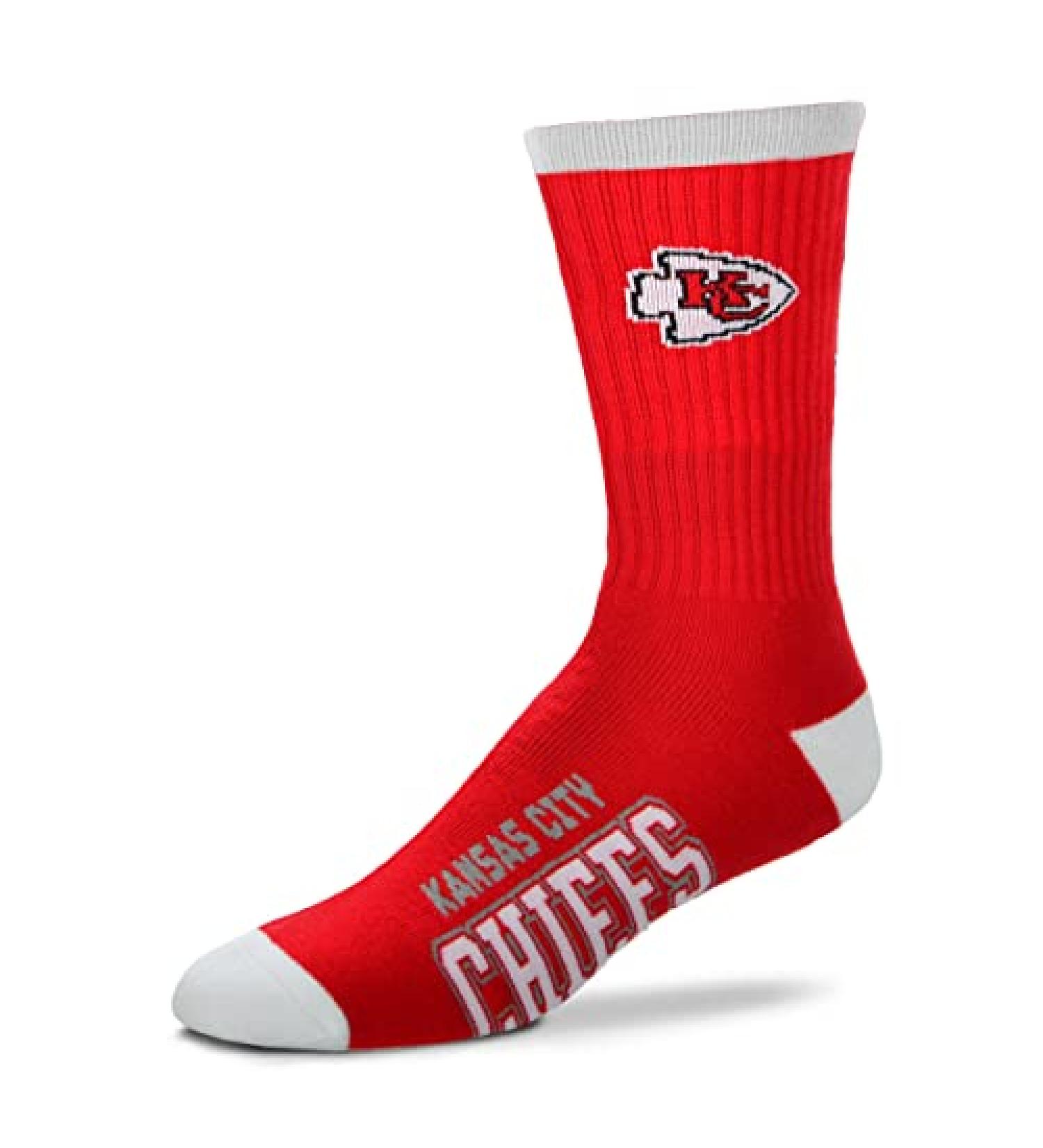 FBF - NFL Deuce Team Logo Youth Size Kids Crew Socks Approx. 4-8 years old Kansas City Chiefs