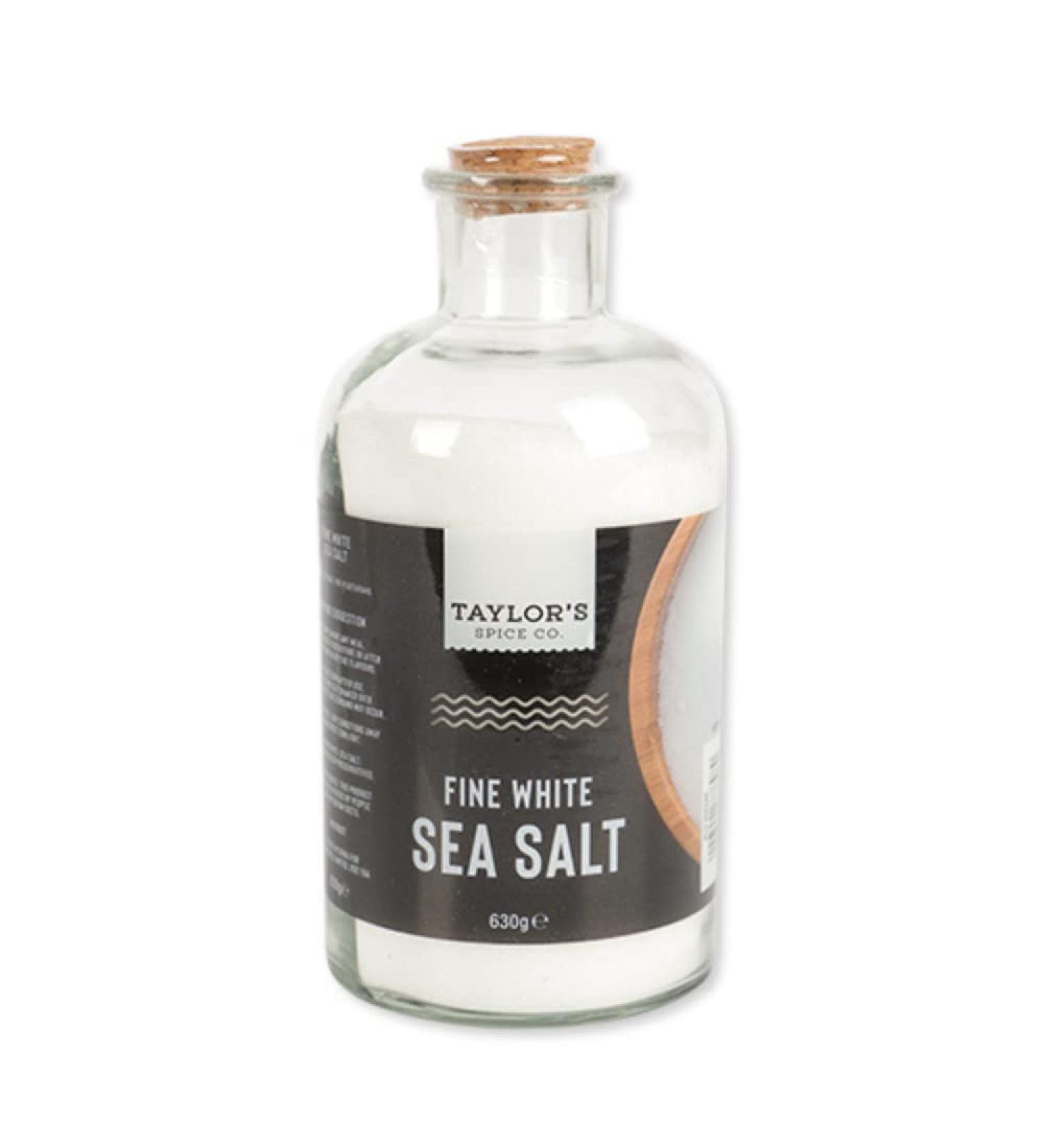 Fine White Sea Salt for Seasoning Spice Cooking Salad Chat Salt Vegan in Glass Jar (630g X1) 630.00 g (Pack of 1)