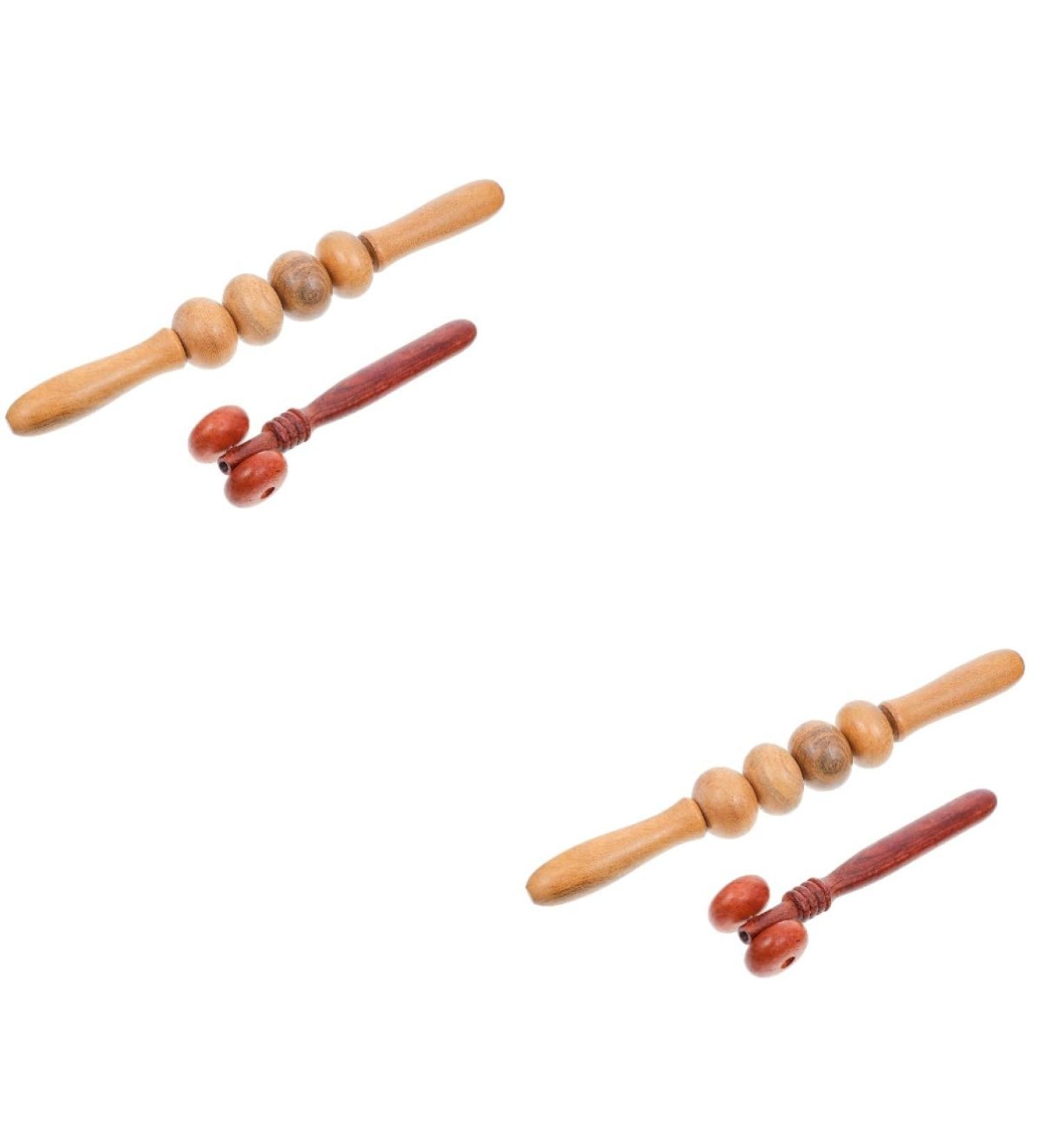 Premium Wooden Massage Device - Acupuncture Sticks Muscle Roller & Wrist Bandage for Ultimate Relaxation | Gym & Home Use - Buy Online on GoSupps.com