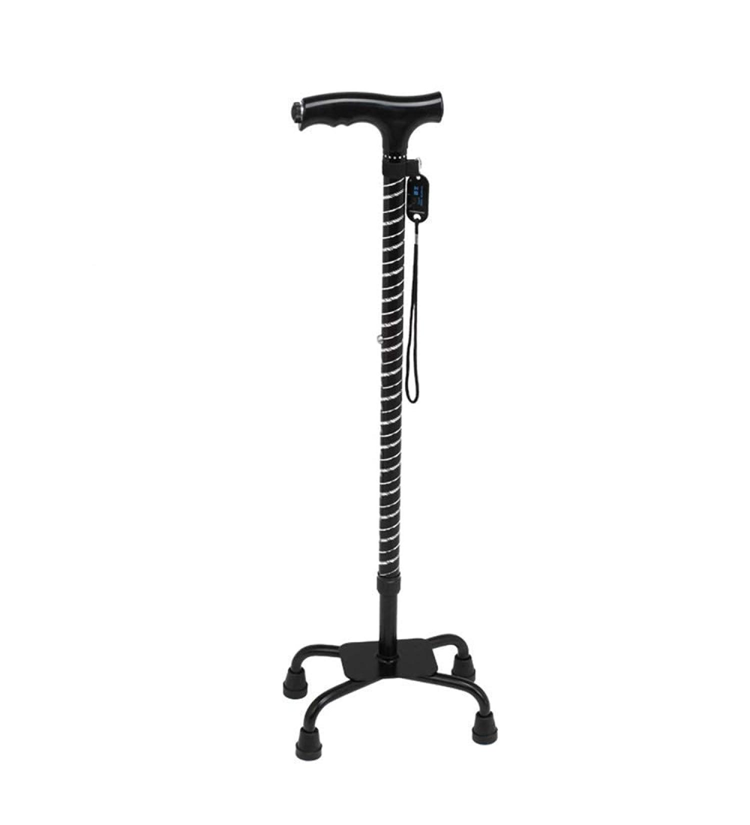 Quadruple Walking Stick Mobility Balancing Aid for Men and Women Lightweight Walking Stick with LED Flashlight Sturdy Four-Prong Aluminum Crutch for Elderly Bright Day