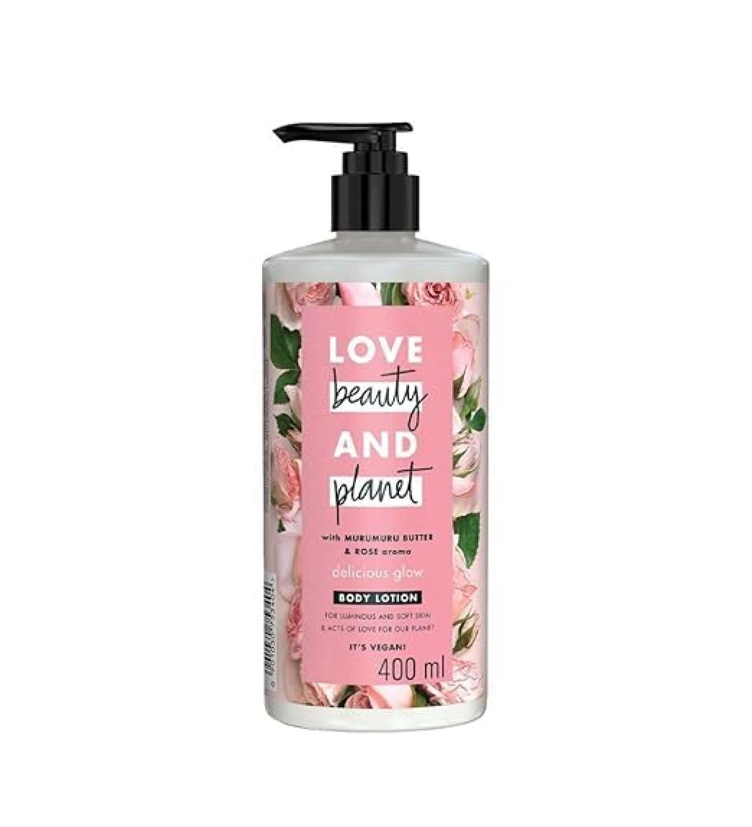 Lo_ve Bea_uty & Planet Murumuru Butter & Rose Glow Body Lotion - 24hr Moisturization Non-Sticky Paraben-Free 400ml | International Shipping Available - Buy Online on GoSupps.com