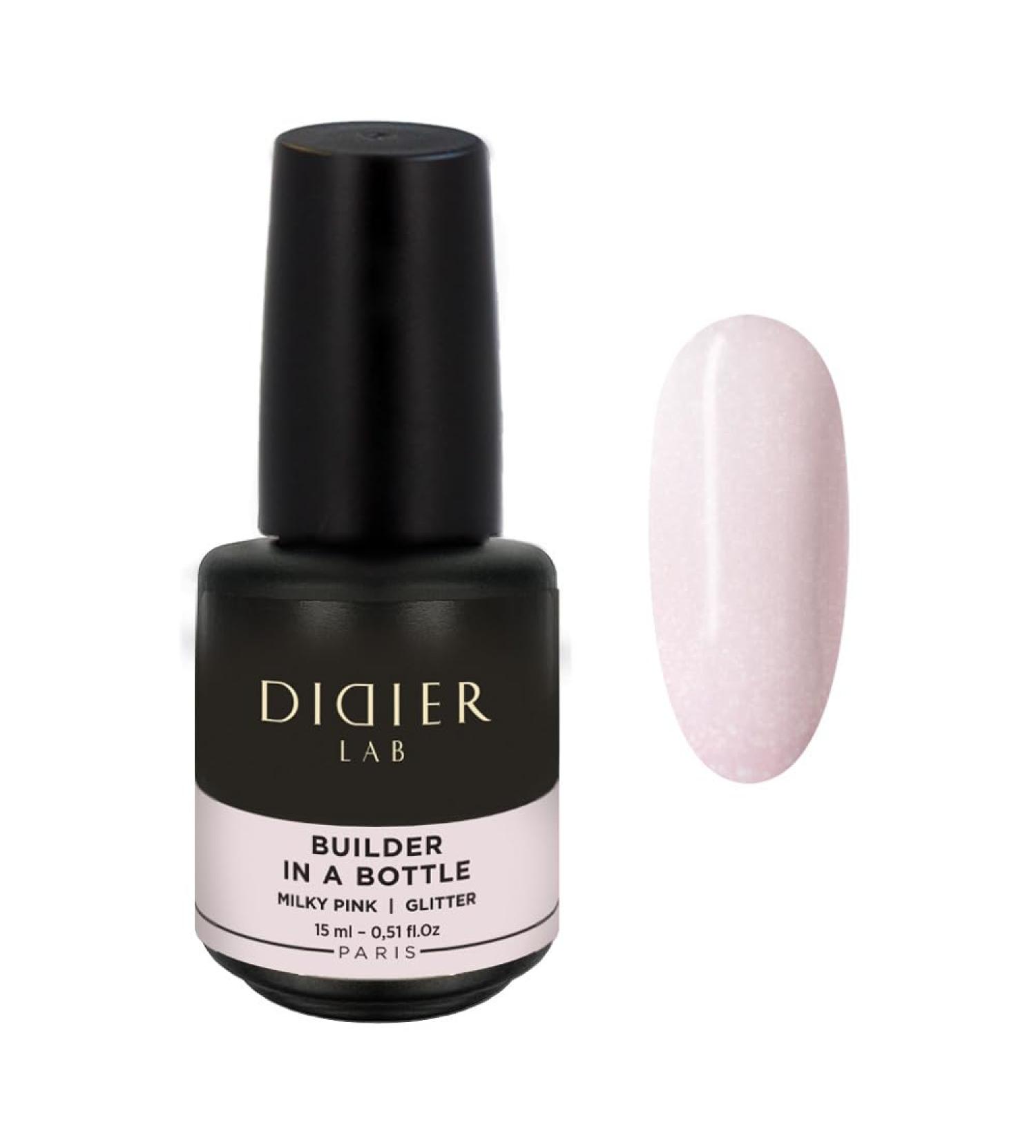 DidierLab - Premium Nail Builder Gel in a Bottle Pink Mask Glitter Nail Gel - Strengthens Natural Nails - LED UV Builder Gel for Nails - Hard Gel Nail Builder for Nail Repair - Nail Gel Extension 15ml 15 ml (Pack of 1) BIAB Milky Pink Glitter - Buy Online on GoSupps.com