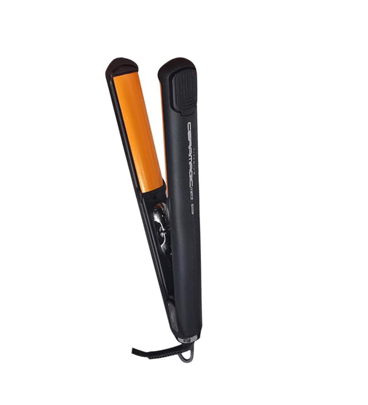 Professional Hair Straightener 2 in 1 Curved Ceramic Panel Instant Heating LED Indicator Light Display Adjustable Temperature (Orange)