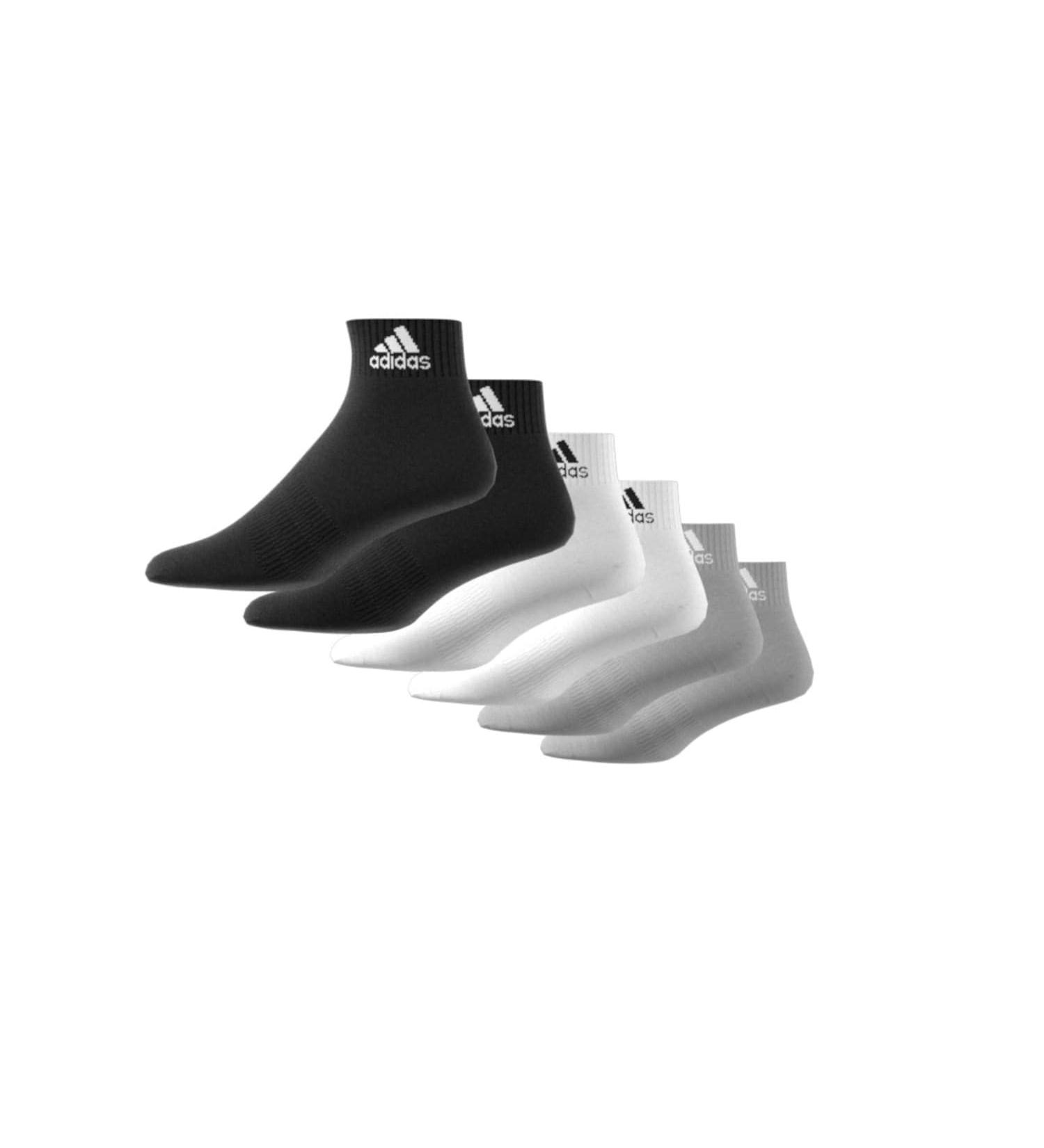 Adidas Unisex Thin And Light Sportswear Ankle Socks 6 Pairs Socks M medium grey heather/white/black